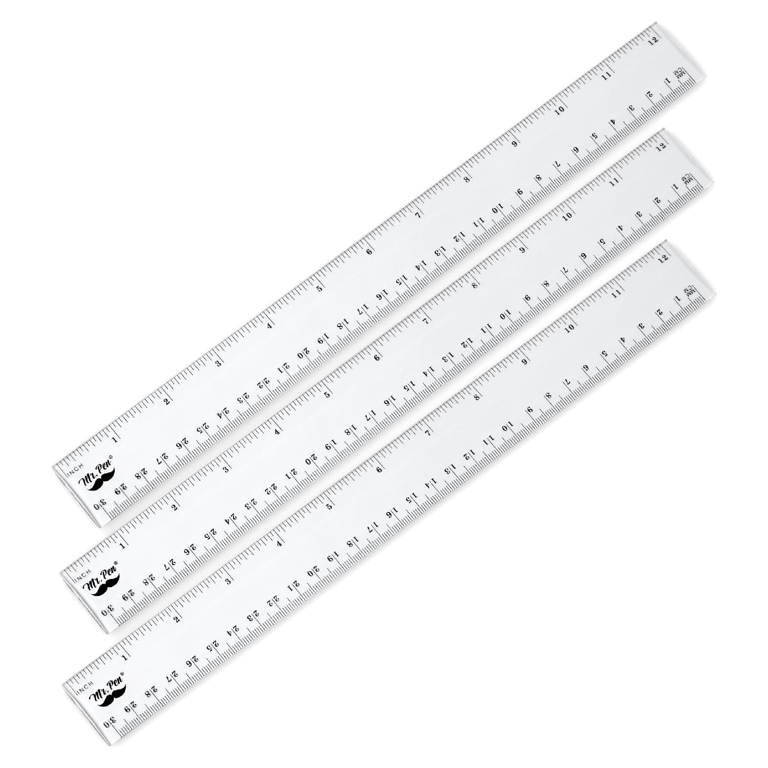 Reglas de Plástico Mr. Pen 30.48 cm Paquete de 3 Transparentes