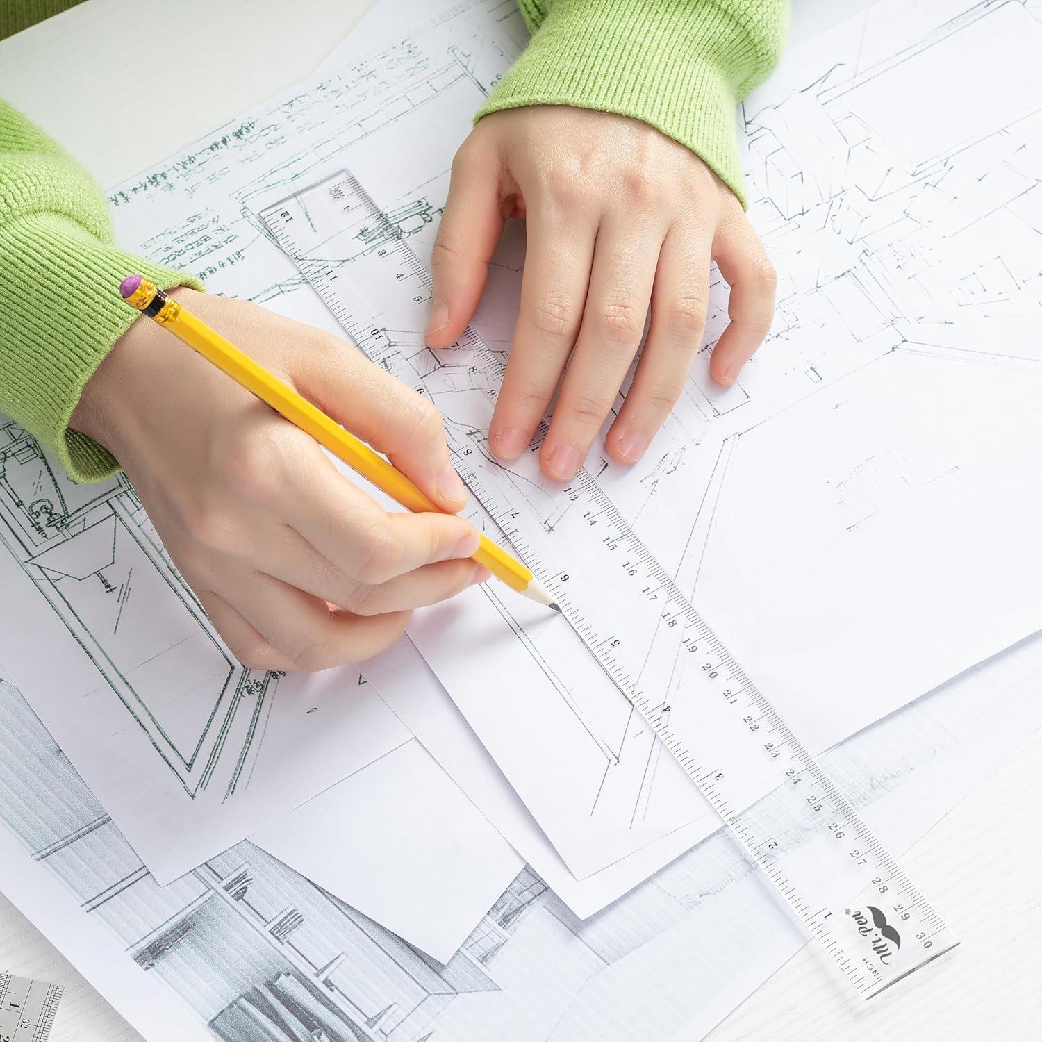 Reglas de Plástico Mr. Pen 30.48 cm Paquete de 3 Transparentes