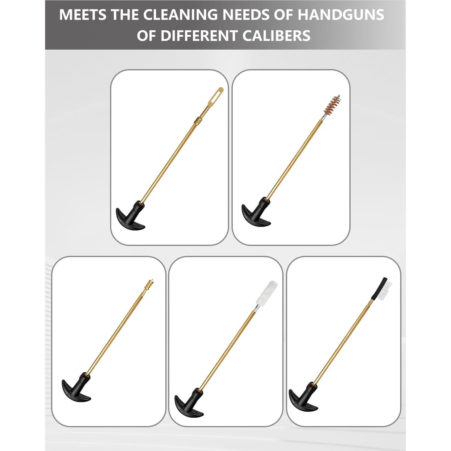 Kit de Limpieza de Armas ZZY - Varilla Reforzada y Cepillos para Calibres .22, 9mm, .45