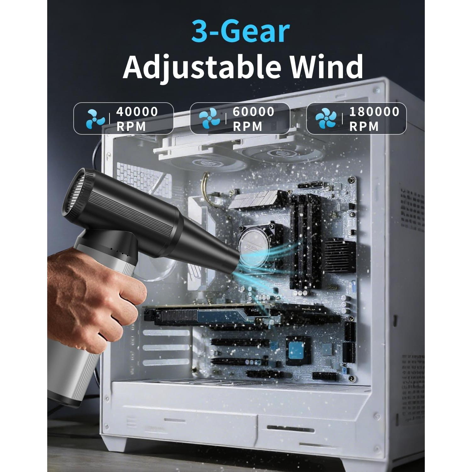 Soplador de Aire Comprimido BOBYE W16 180W 2-en-1 con Batería 6000mAh