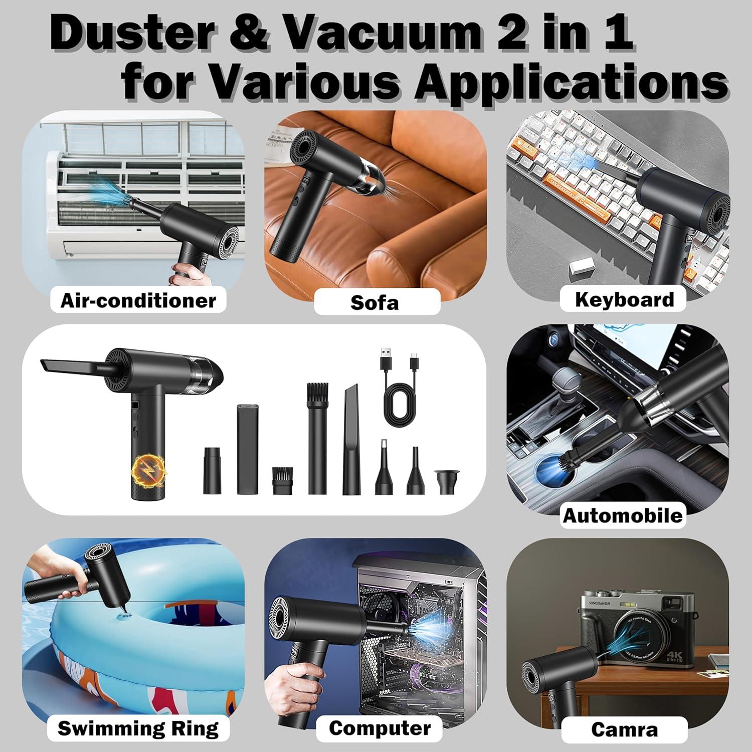 Aspiradora Inalámbrica 2 en 1 Hosslearlear XR-400 7500mAh - Negro