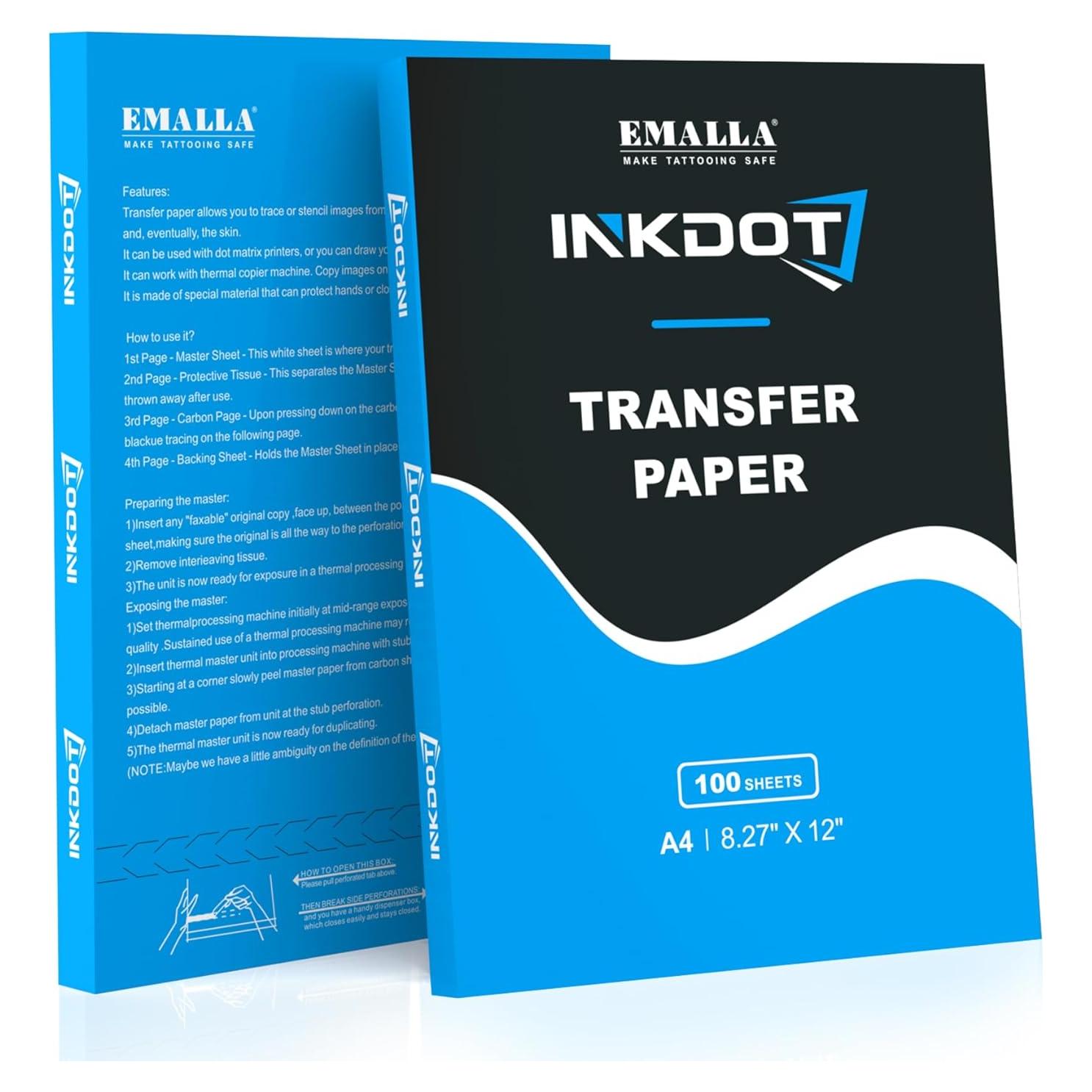 Papel de Transferencia de Tatuaje Emalla 100 Hojas A4 21x30.5cm