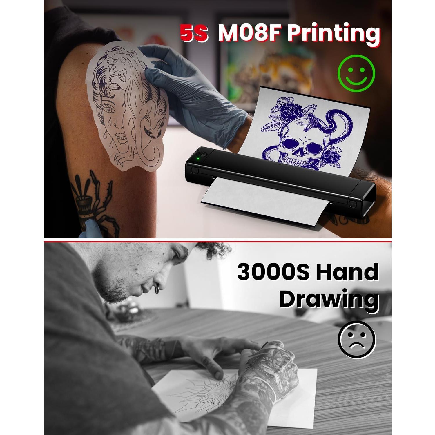 Impresora Portátil Inalámbrica de Tatuajes COLORWING M08F - Negro