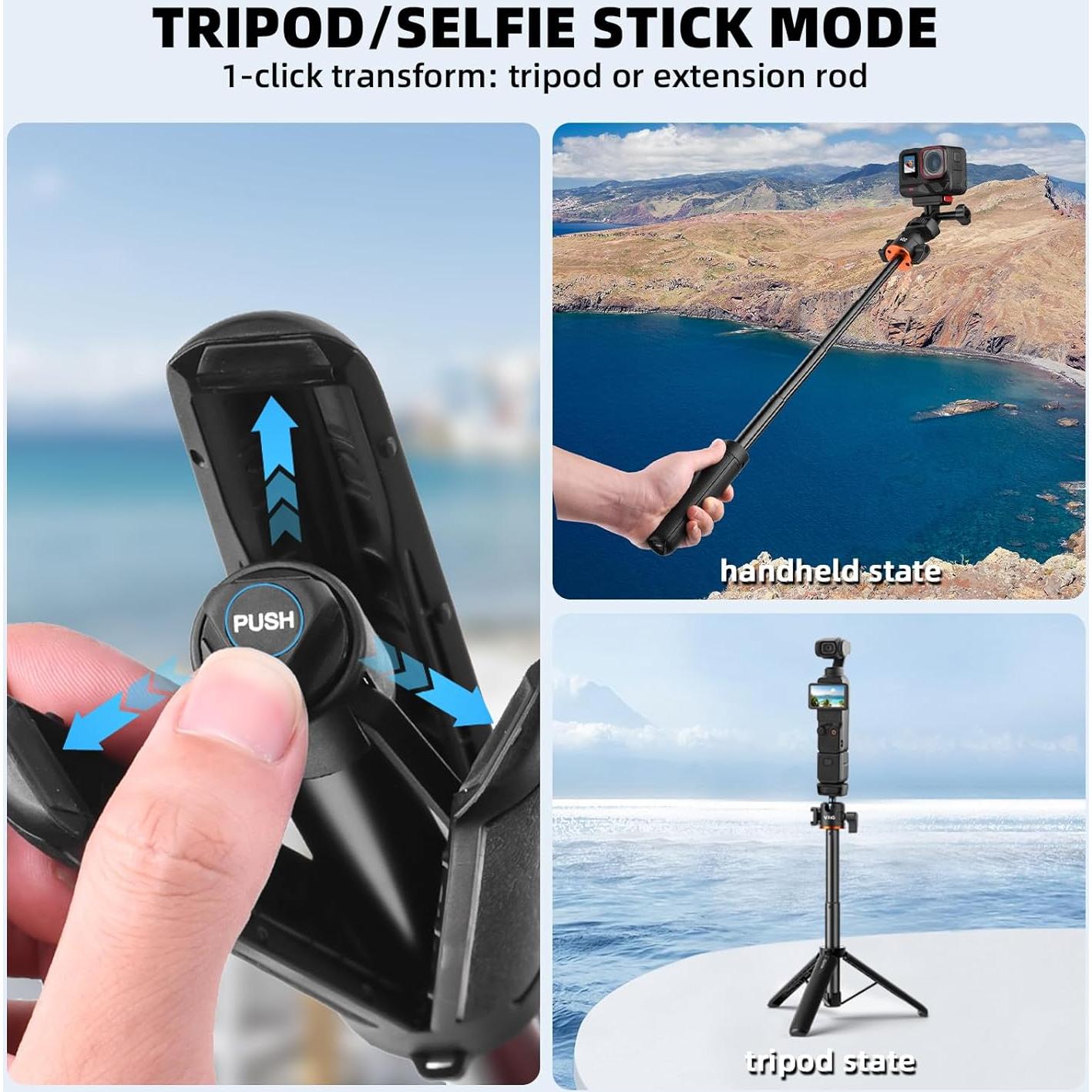 Mini Trípode Extensible BRDRC para DJI Osmo Pocket 3 y GoPro