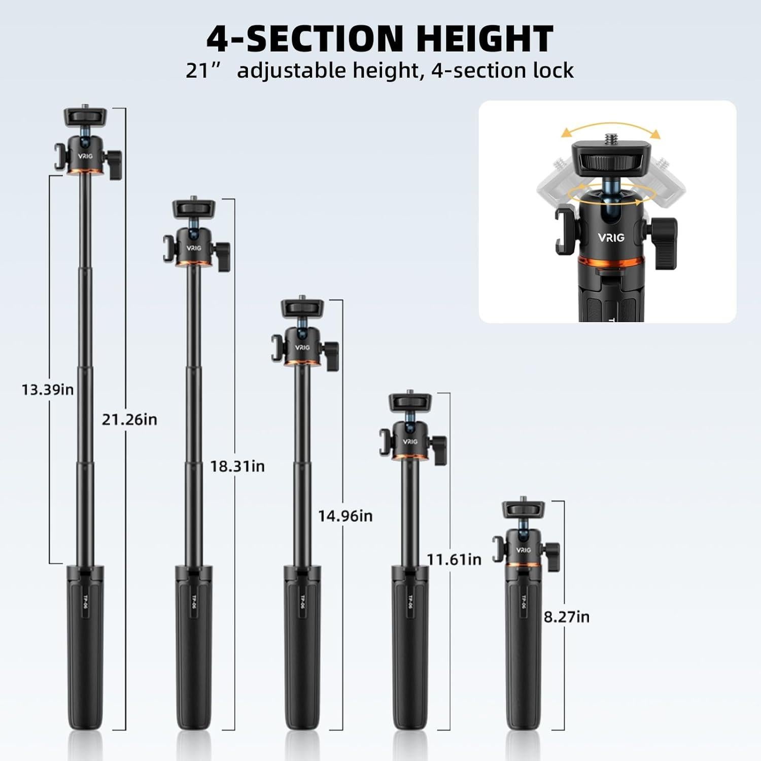 Mini Trípode Extensible BRDRC para DJI Osmo Pocket 3 y GoPro