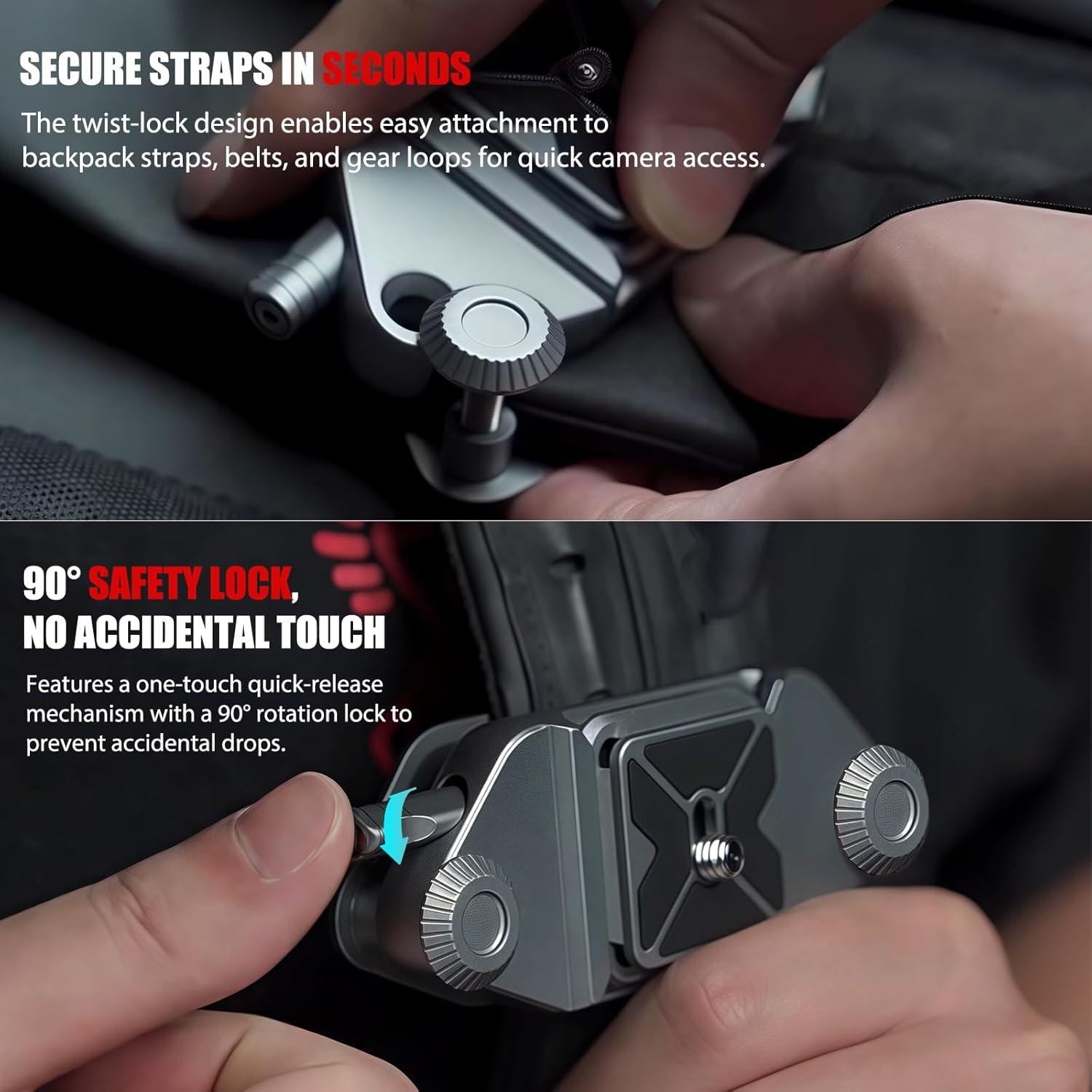 Clip de cámara VELCURIUM para mochila con liberación rápida