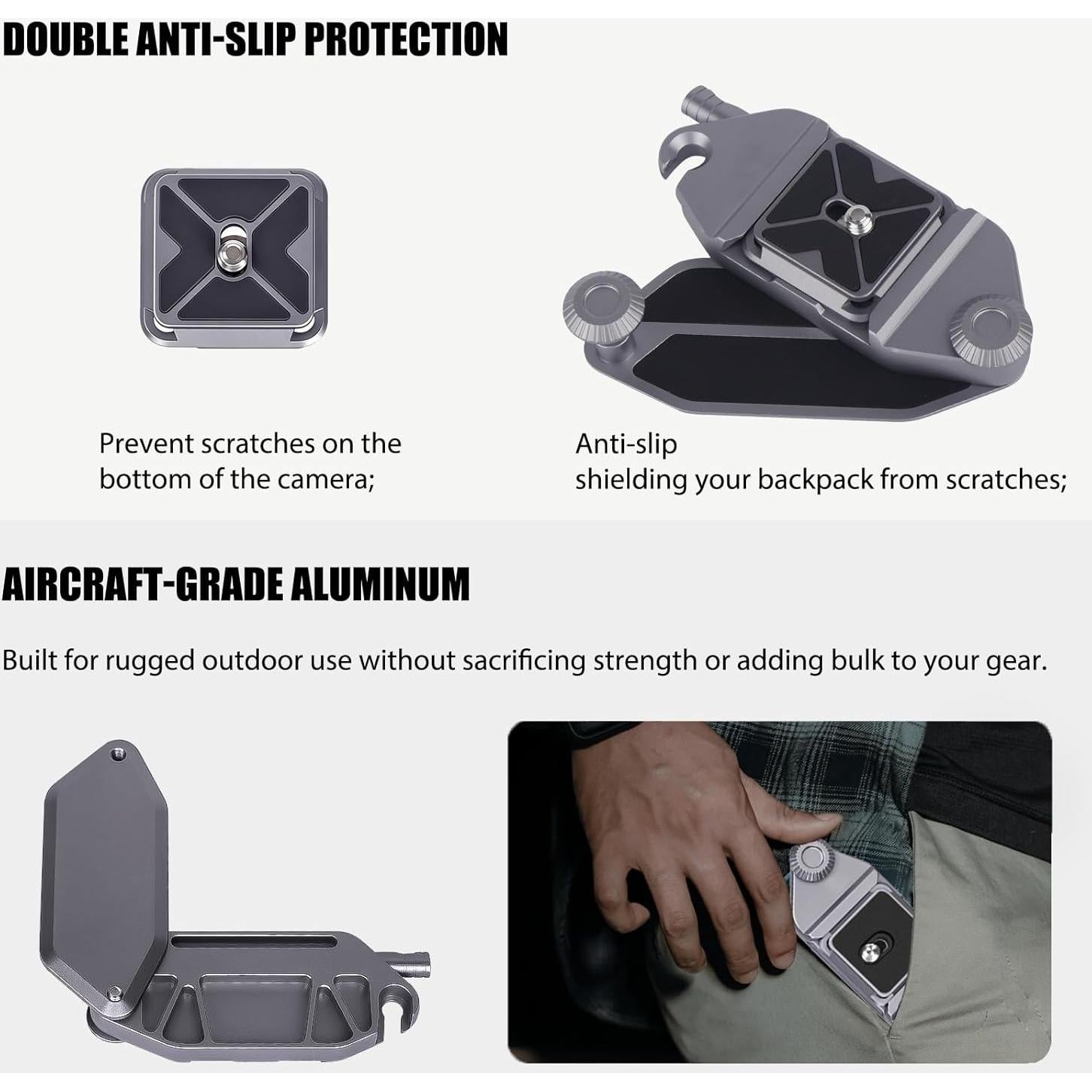 Clip de cámara VELCURIUM para mochila con liberación rápida