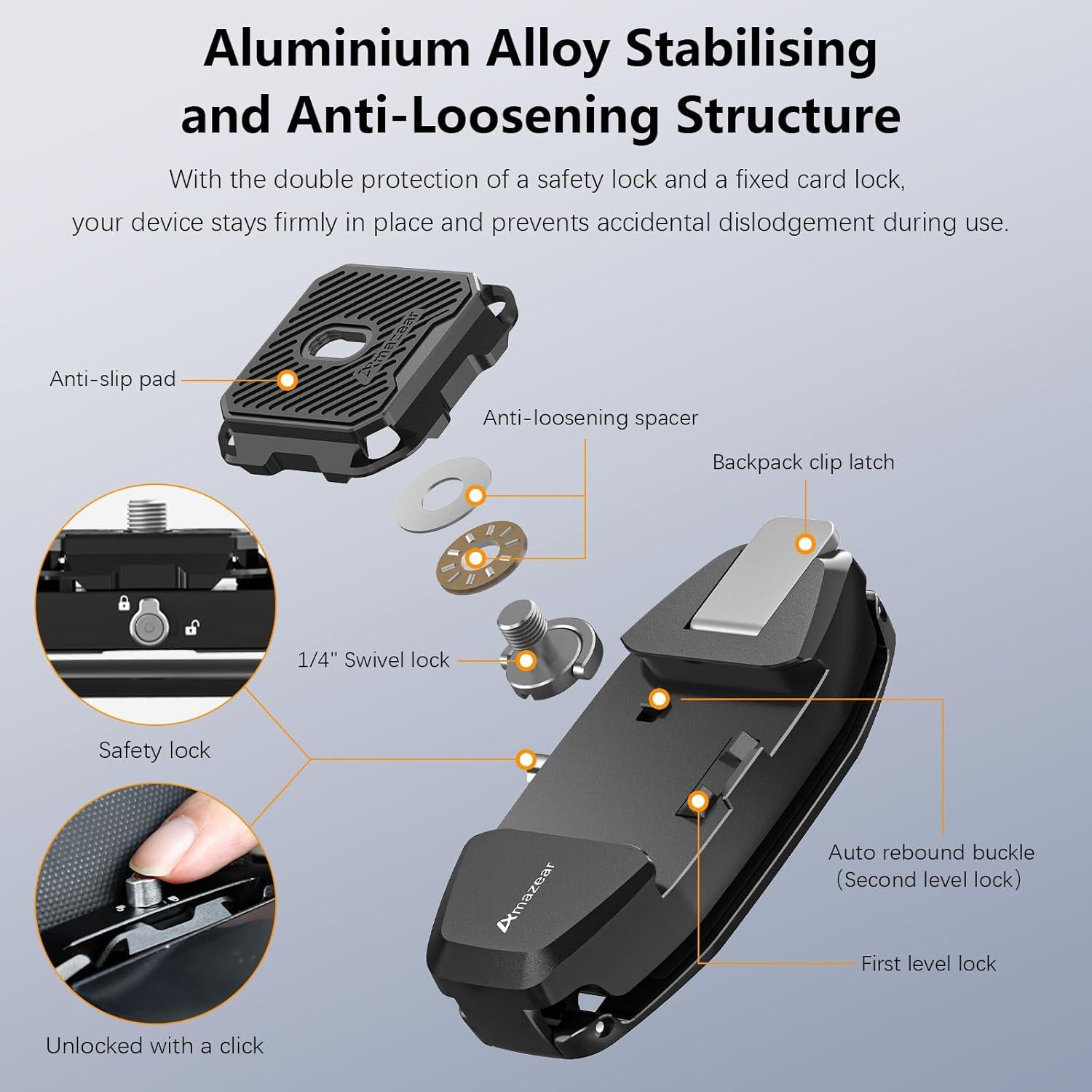 Clip de Mochila para Cámara DSLR Amazear AMZ-CAMERA-BC Negro