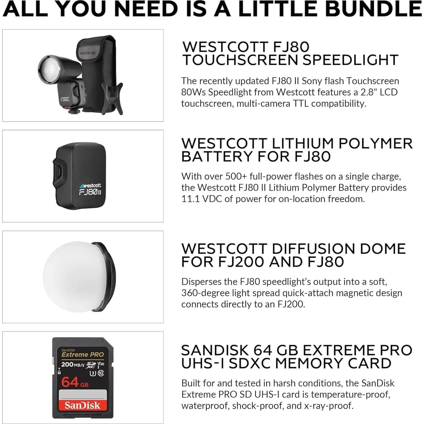 Speedlight Westcott FJ80 II S para Cámara Sony con Accesorios