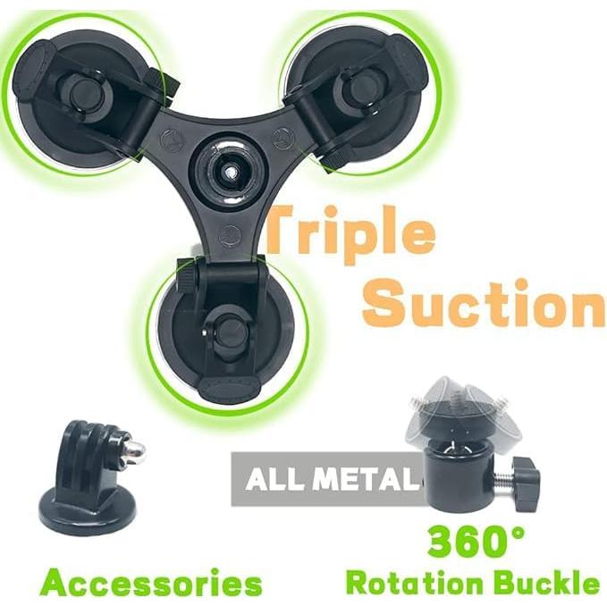 Soporte de Ventosa Triple para Cámara de Acción Lekullna 360°