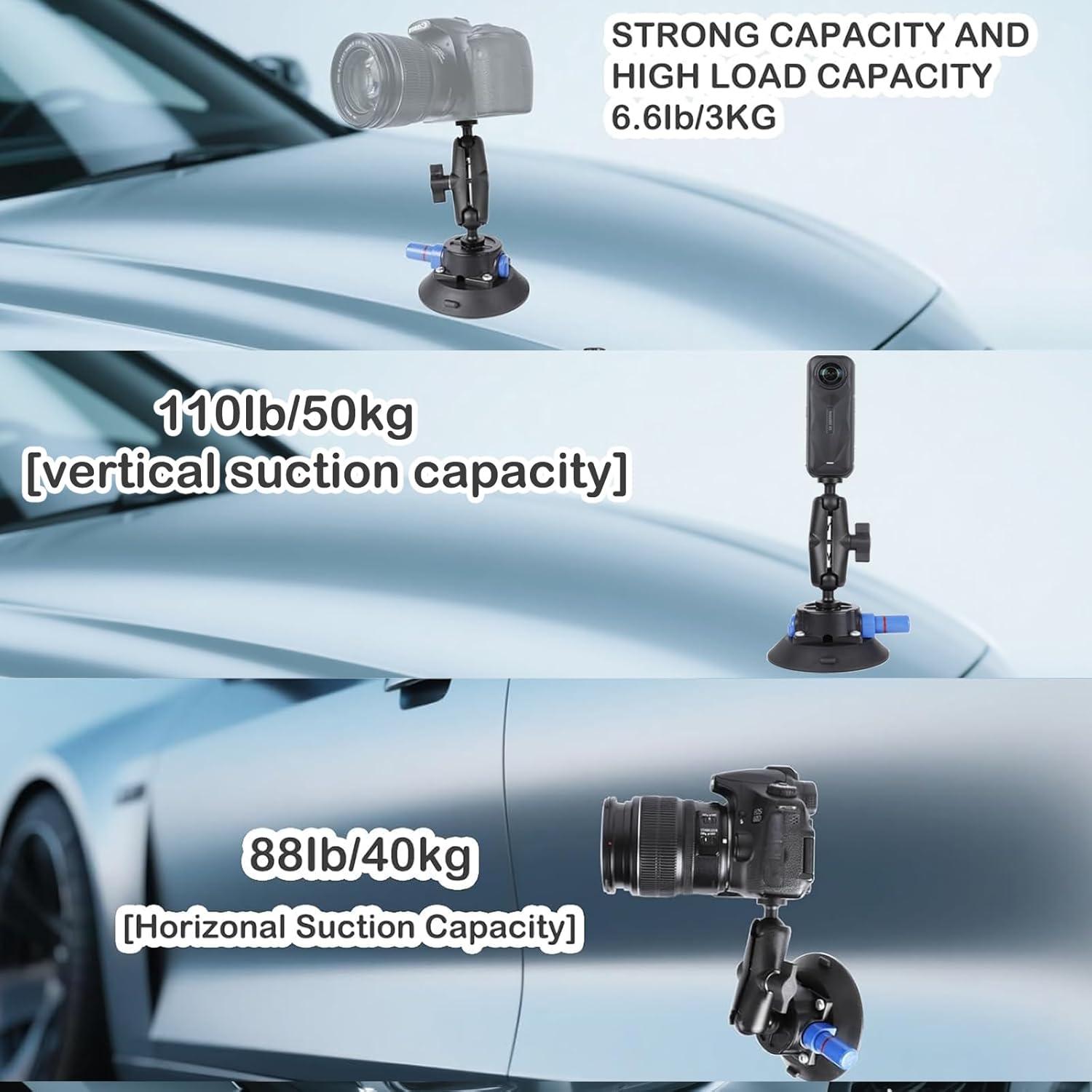 Kit de Montaje en Manillar PellKing con Ventosa 4.5" para GoPro e Insta360