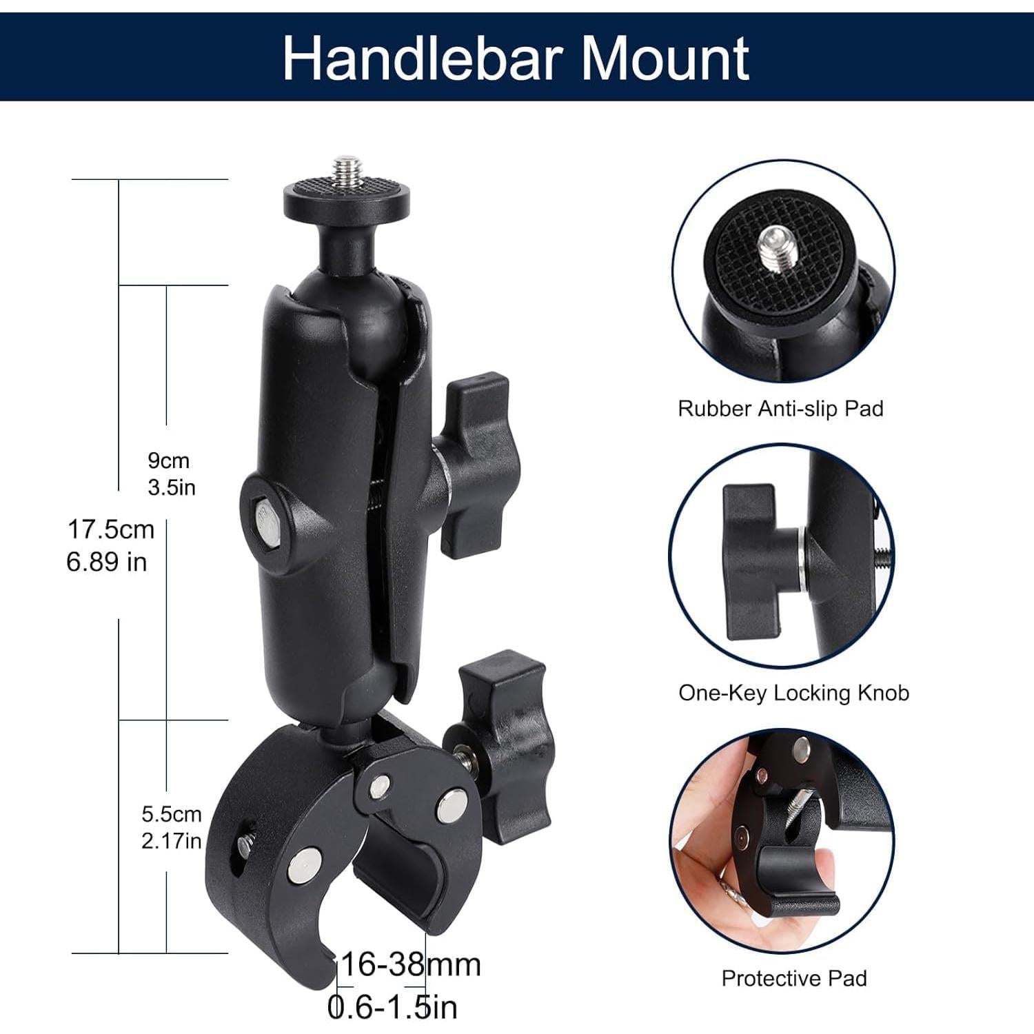 Kit de Montaje en Manillar PellKing con Ventosa 4.5" para GoPro e Insta360