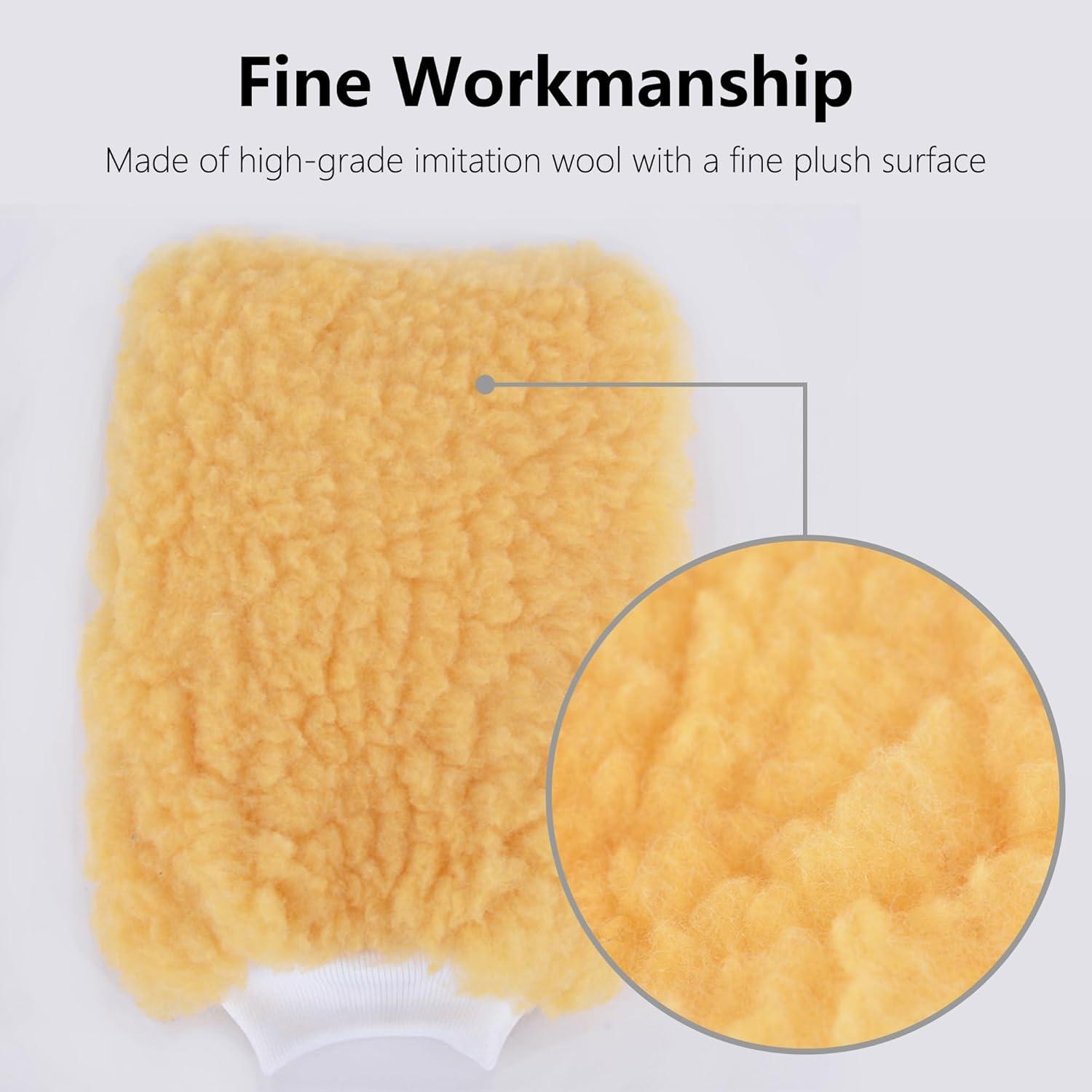 Guantes de Lavado de Autos Quanzhou 2 Pcs Amarillo Lana Sintética