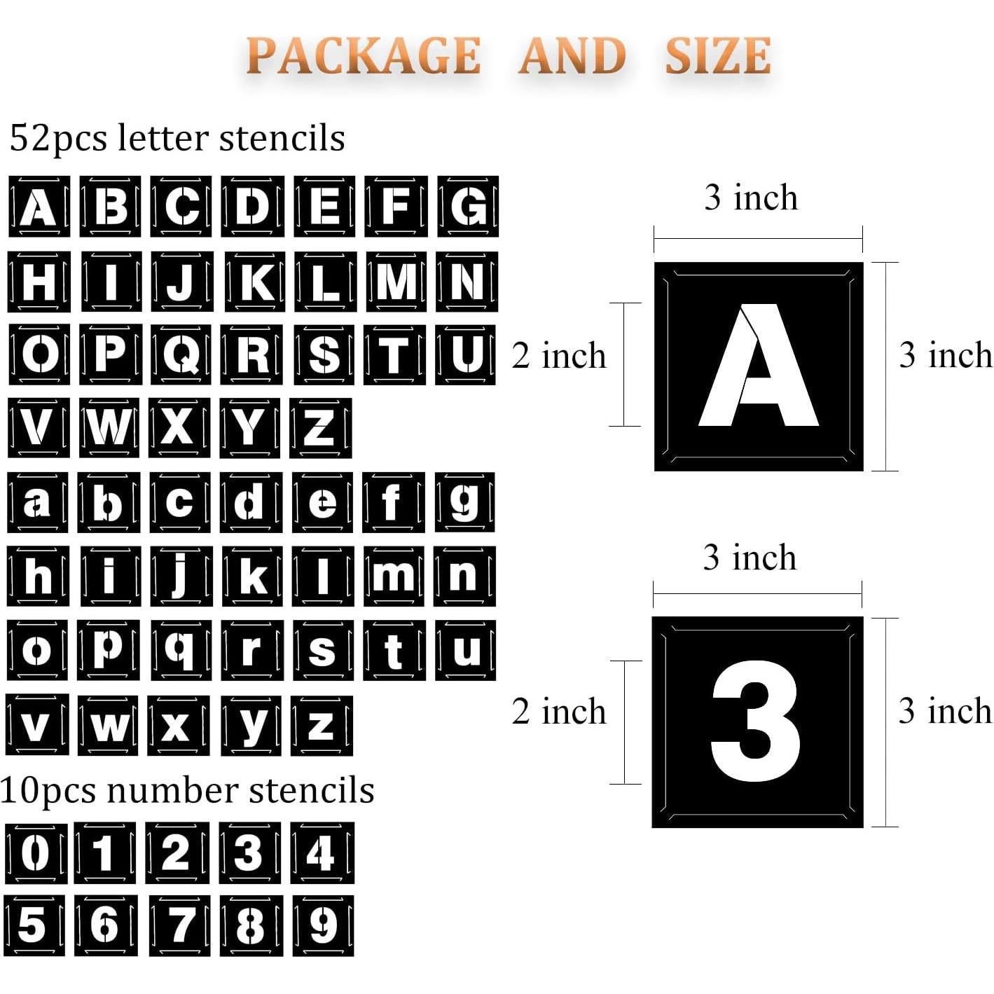 Plantillas de Letras y Números Eage 62 Pcs Reutilizables