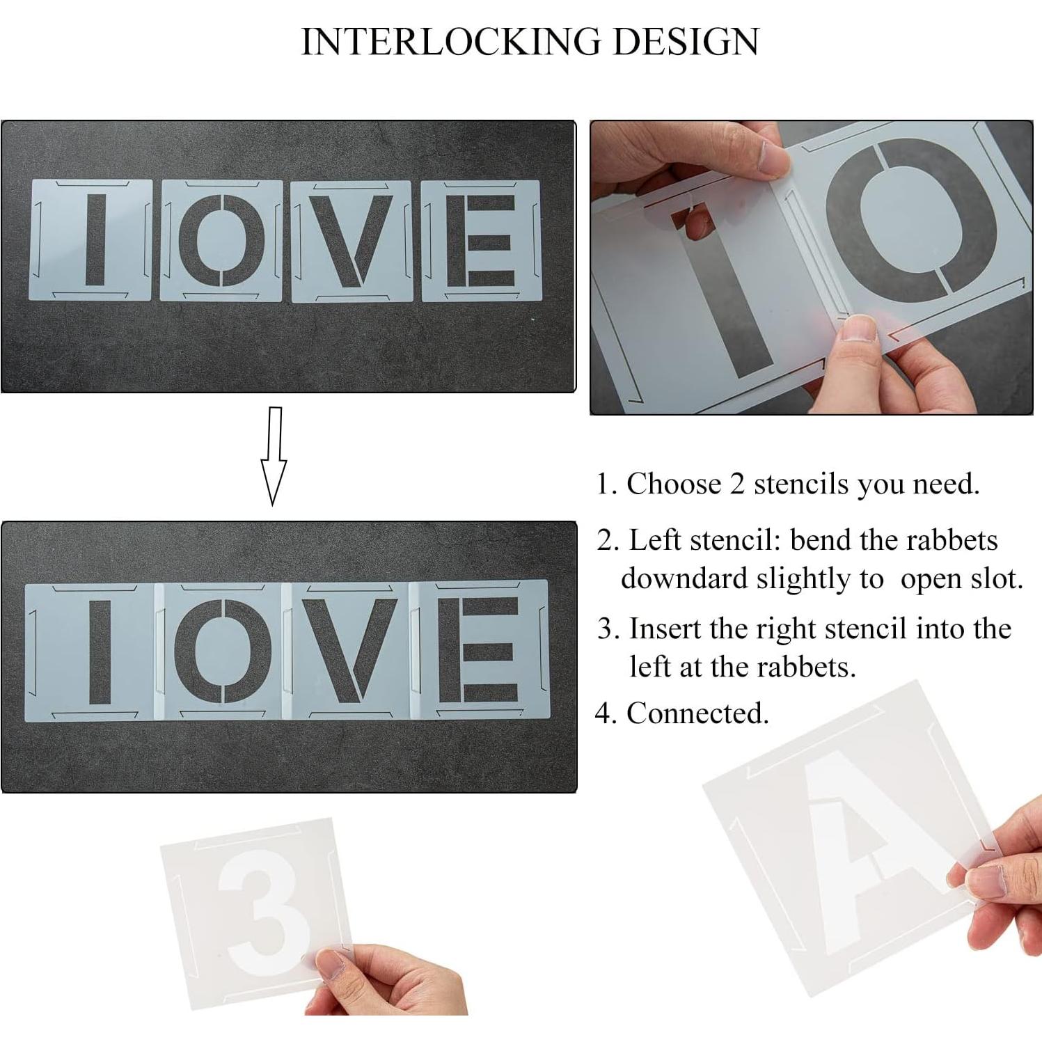 Plantillas de Letras y Números Eage 62 Pcs Reutilizables