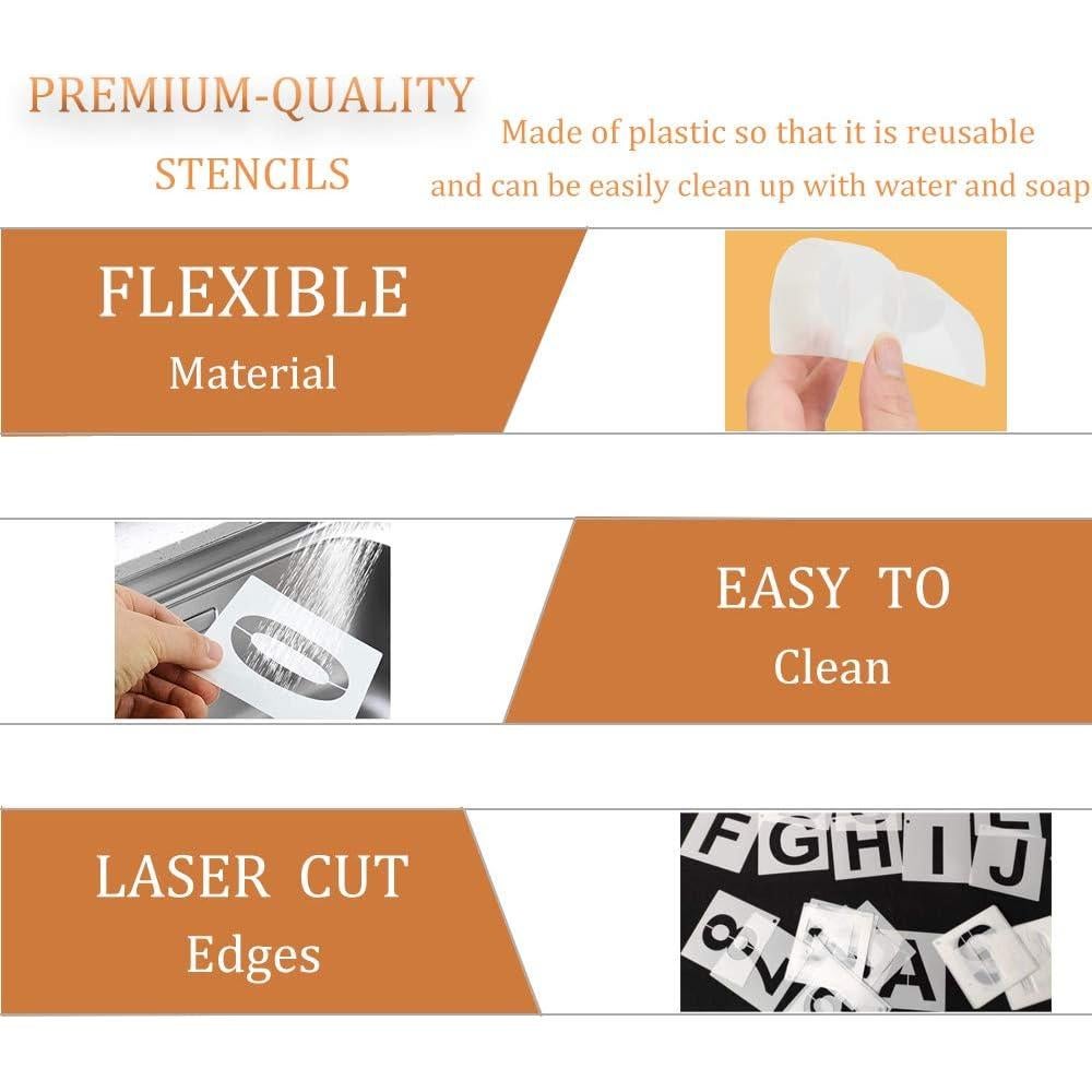 Plantillas de Letras y Números Eage 62 Pcs Reutilizables