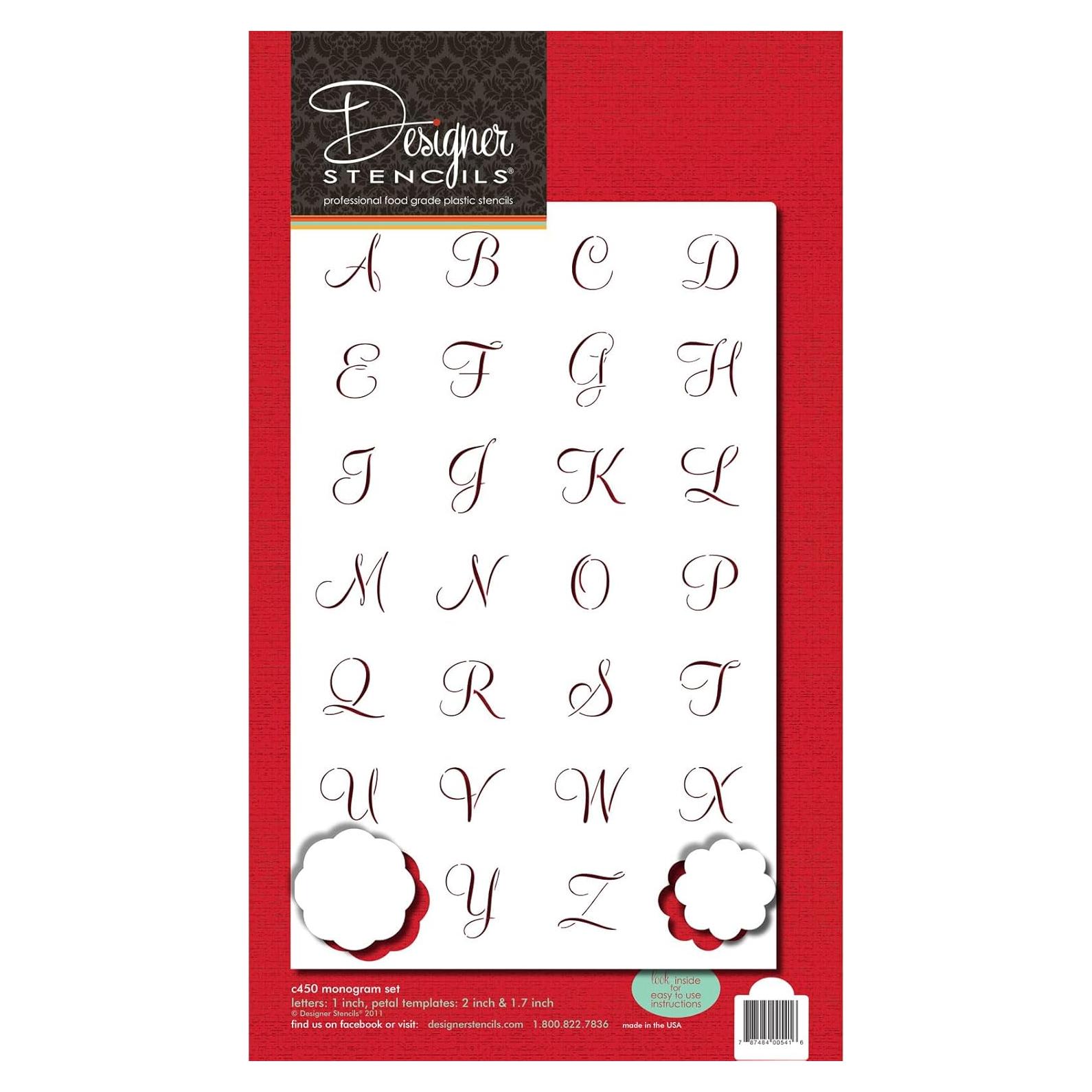 Juego de Plantillas de Monograma Mini Designer Stencils 2.54 cm