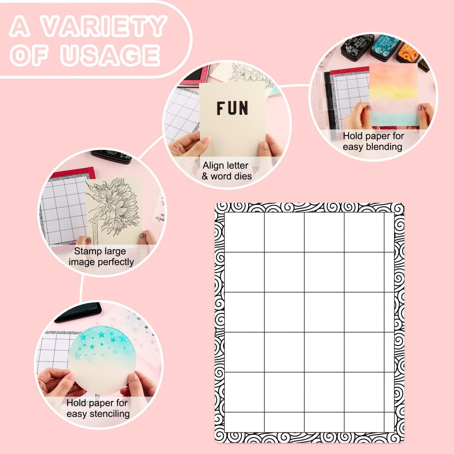 Juego de 5 Mat de Pegado y Sello BAOFALI 2 Tamaños Multiuso