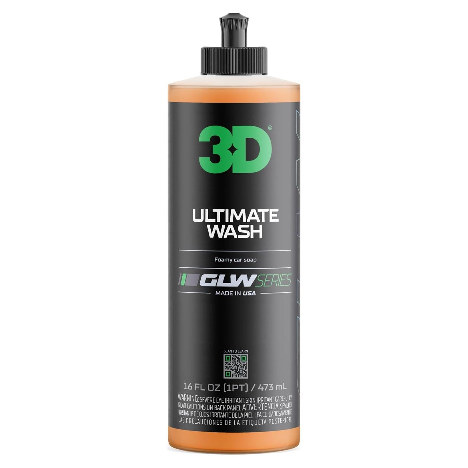 Jabón para Lavado de Autos 3D GLW 473 ml - Alta Espuma Neutra