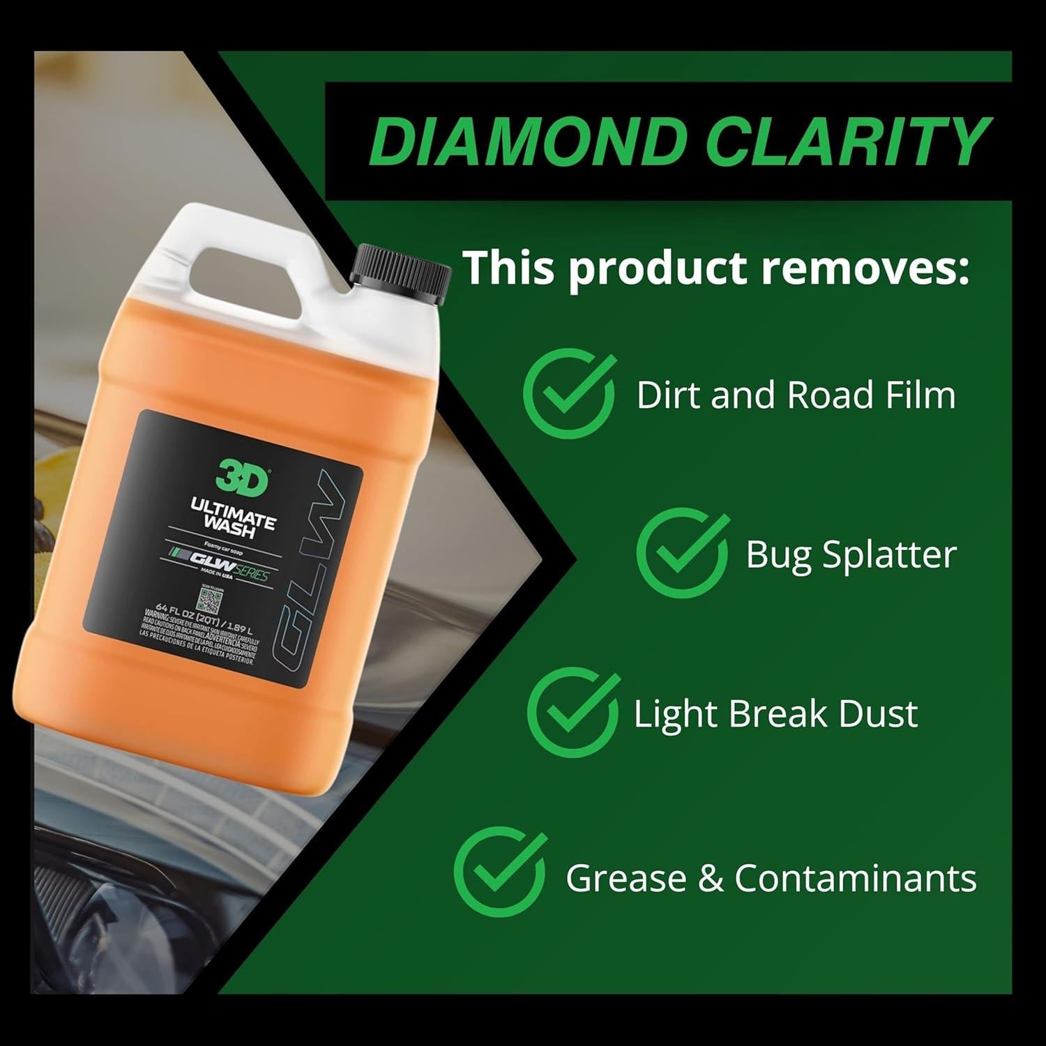 Jabón para Lavado de Autos 3D GLW 473 ml - Alta Espuma Neutra