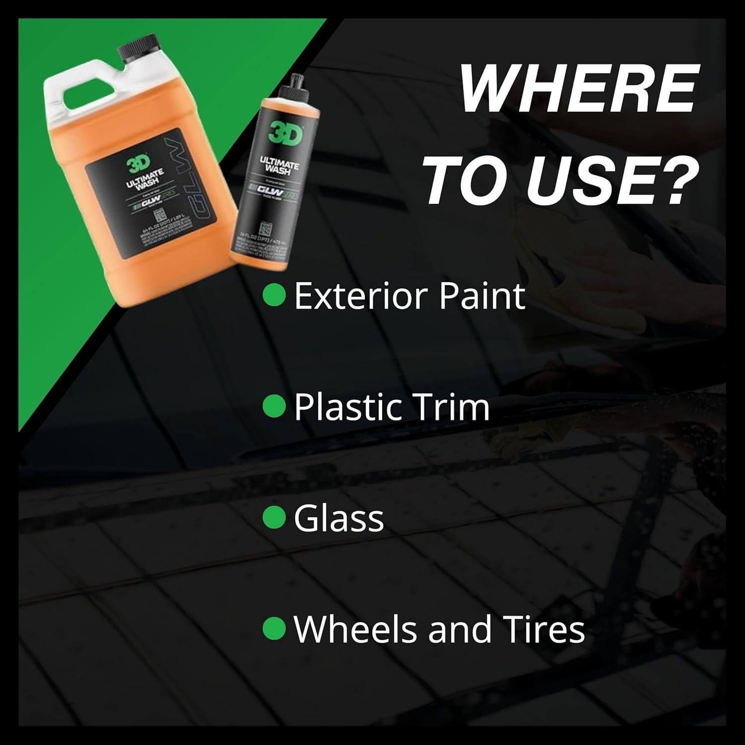 Jabón para Lavado de Autos 3D GLW 473 ml - Alta Espuma Neutra