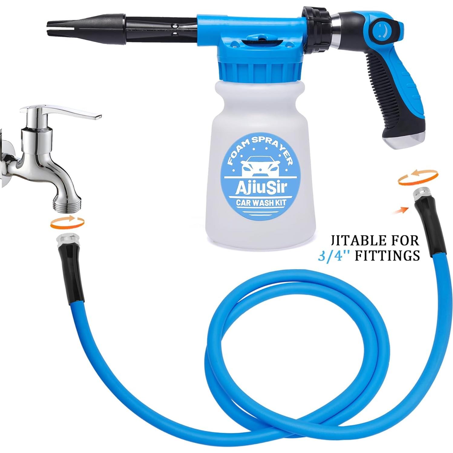 Kit de Lavado de Autos AjiuSir: Rociador de Espuma 1000ml + Esponja y Toalla