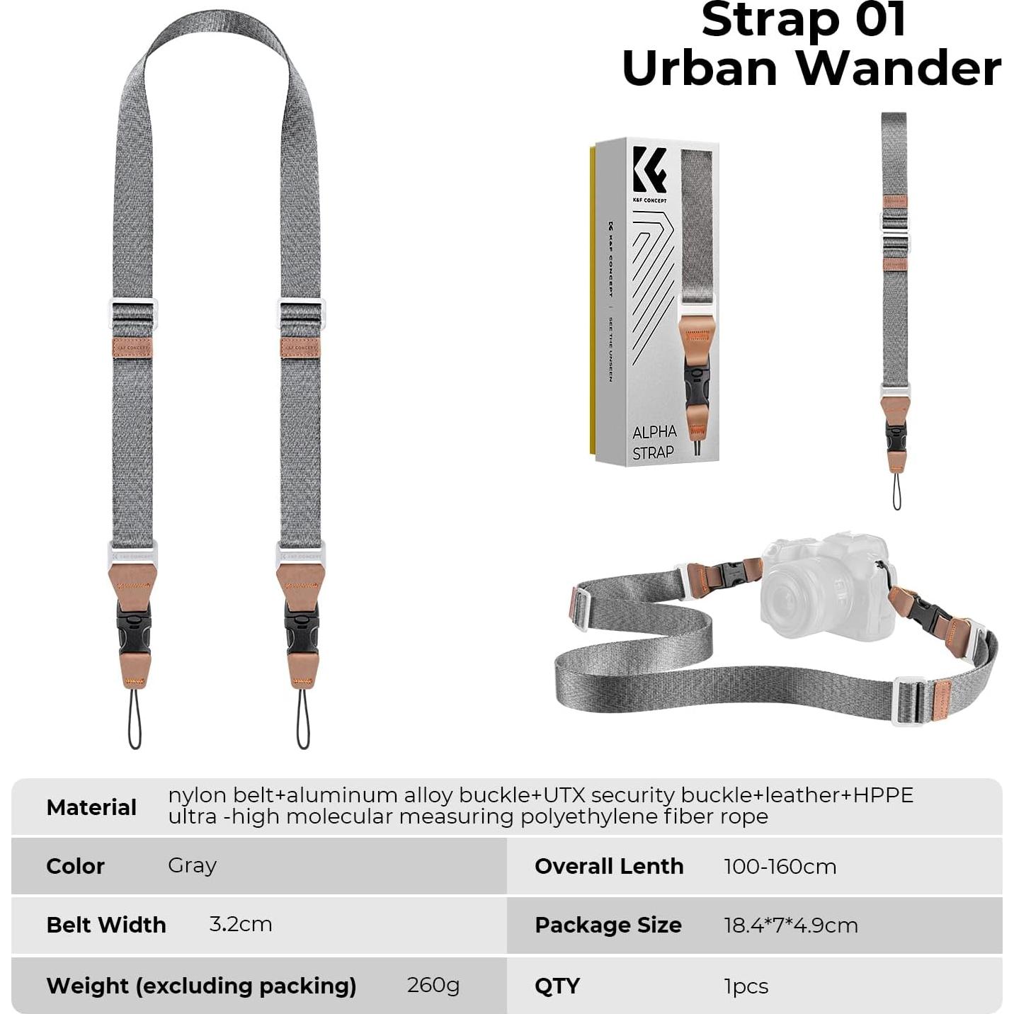 Correa de Cuello K&F Concept 32mm Ajustable para Cámara DSLR