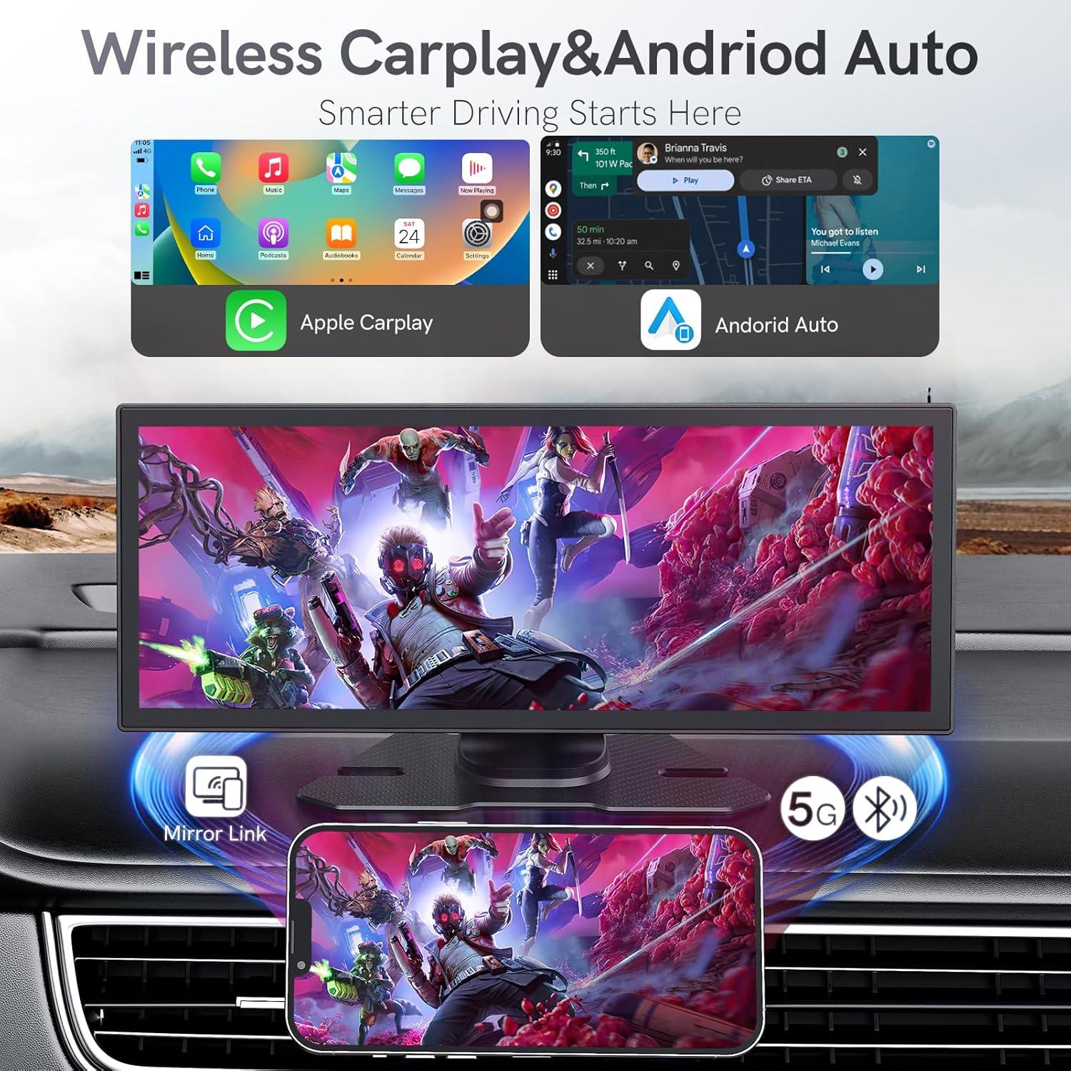 Pantalla Portátil CarPlay COOCOM 11.26" con Cámara 4K