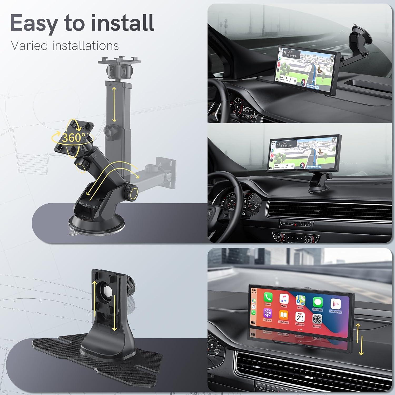 Pantalla Portátil CarPlay COOCOM 11.26" con Cámara 4K