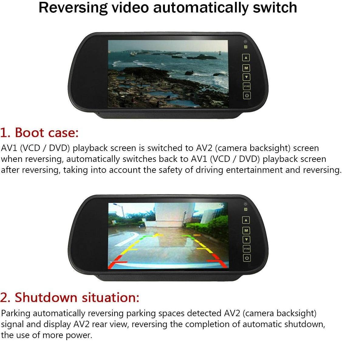 Monitor Espejo Retrovisor PONPY 7" LCD TFT 800x480