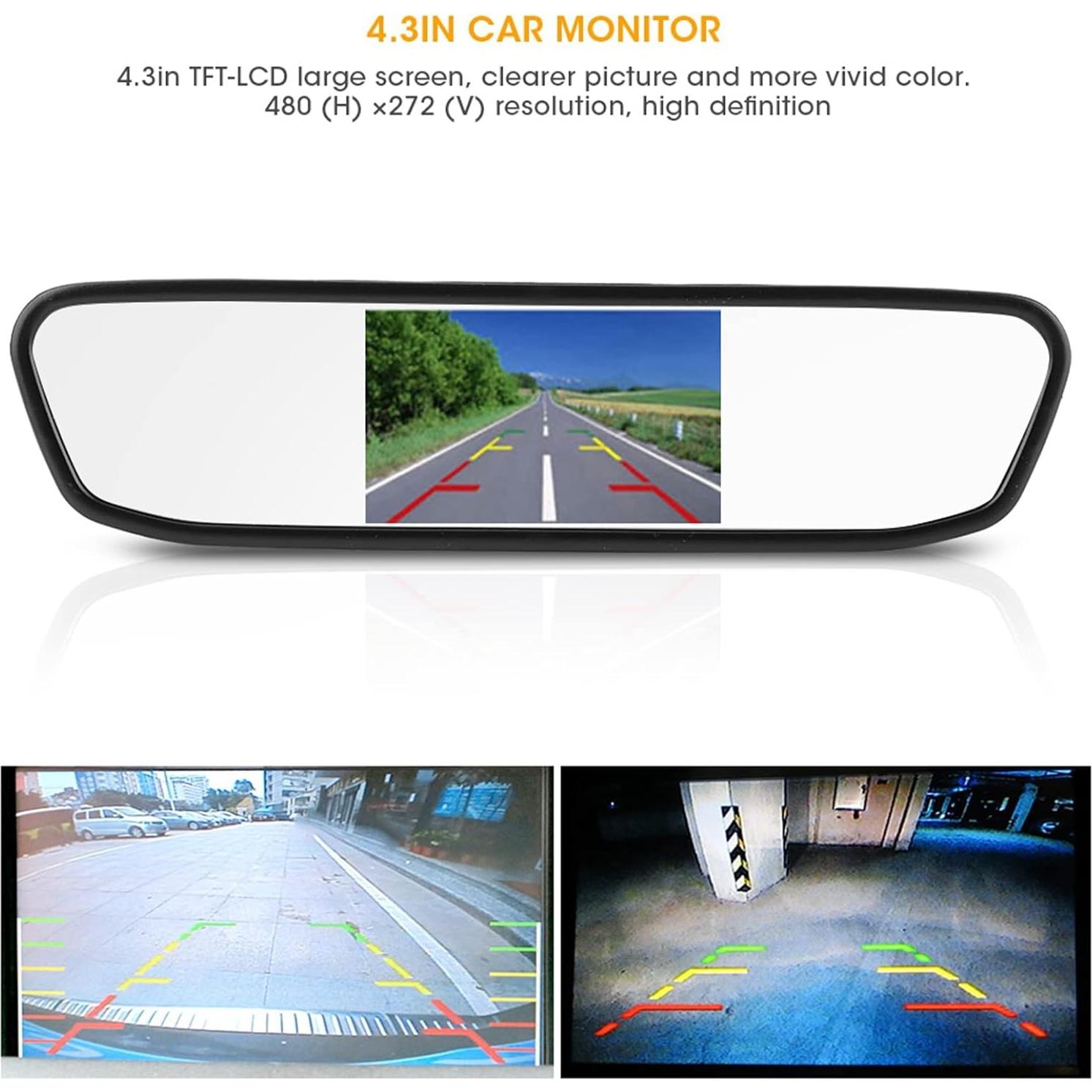 Cámara de Respaldo aqxreight con Monitor Retrovisor 4.3" HD