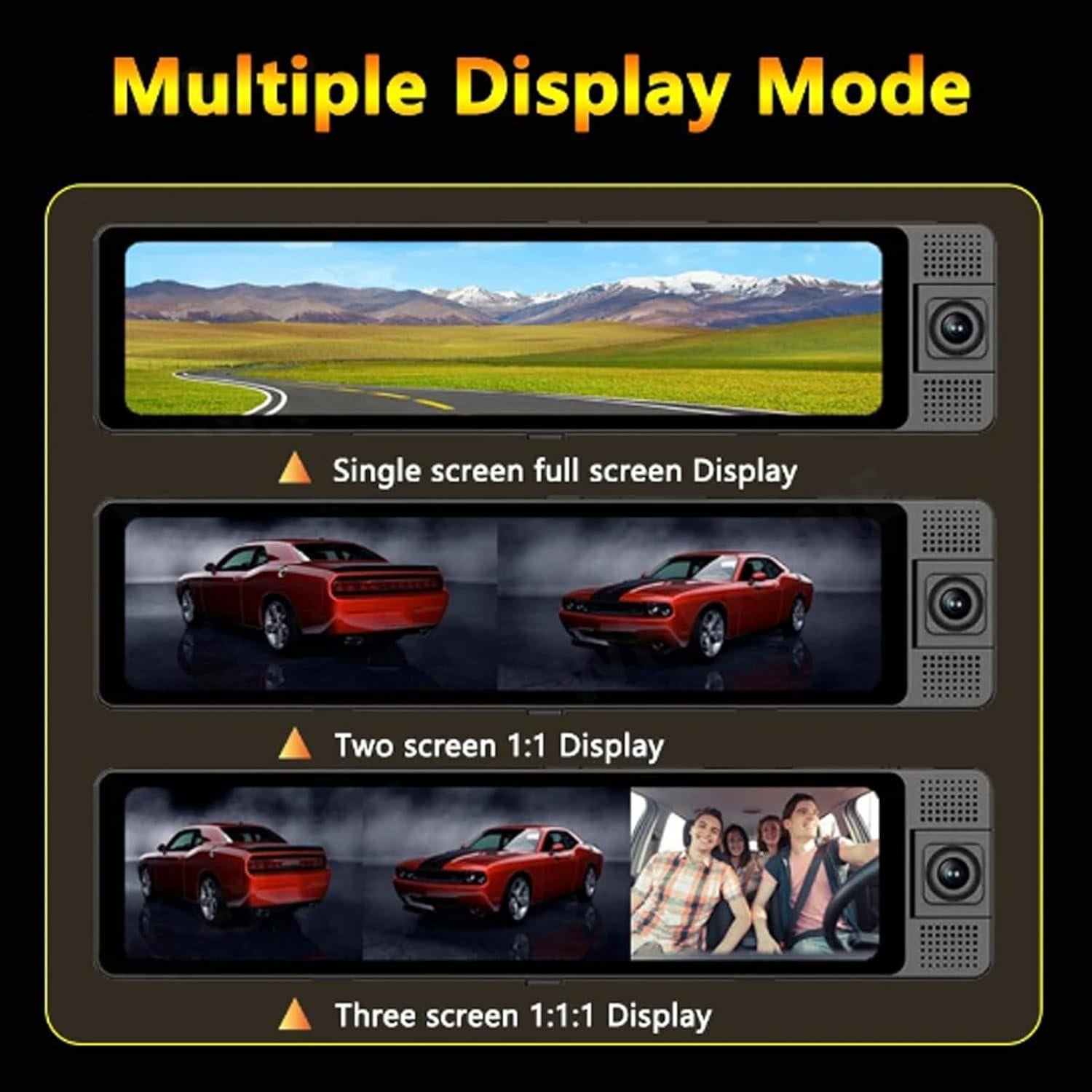 Cámara de Espejo Retrovisor 4K Zopsc con 3 Lentes y 180°