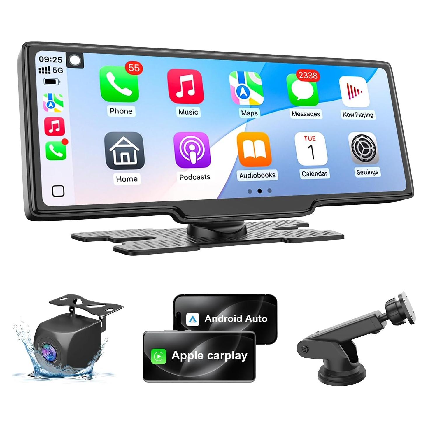 Pantalla Carplay HK5 10.26" HD Inalámbrica con Cámara Reversa