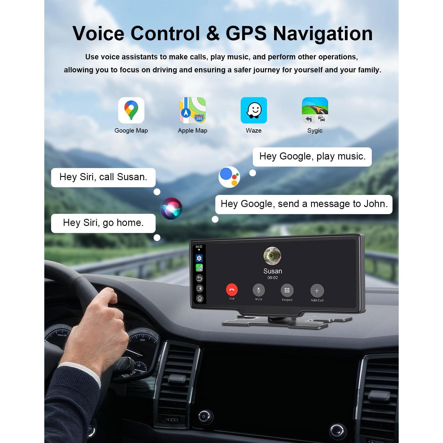 Pantalla Carplay HK5 10.26" HD Inalámbrica con Cámara Reversa