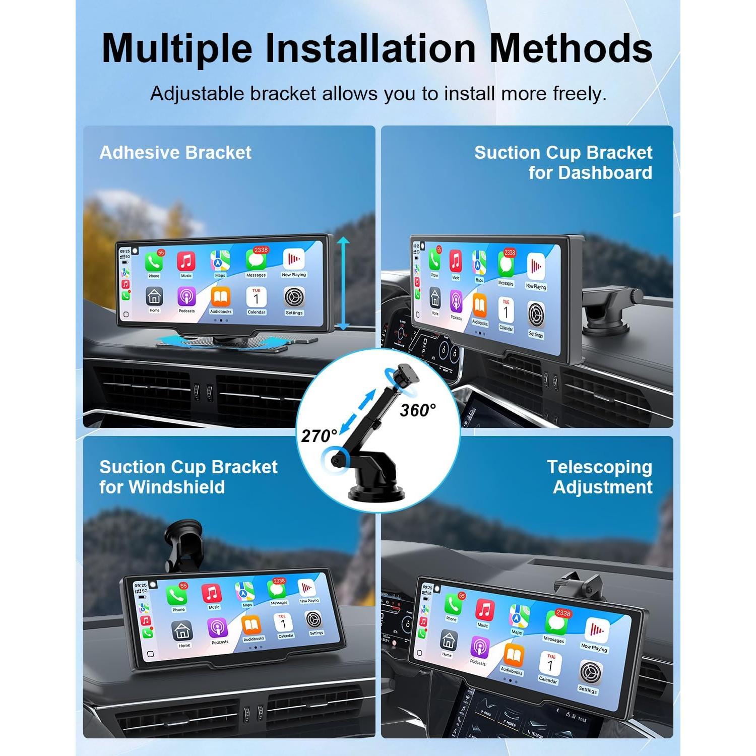 Pantalla Carplay HK5 10.26" HD Inalámbrica con Cámara Reversa