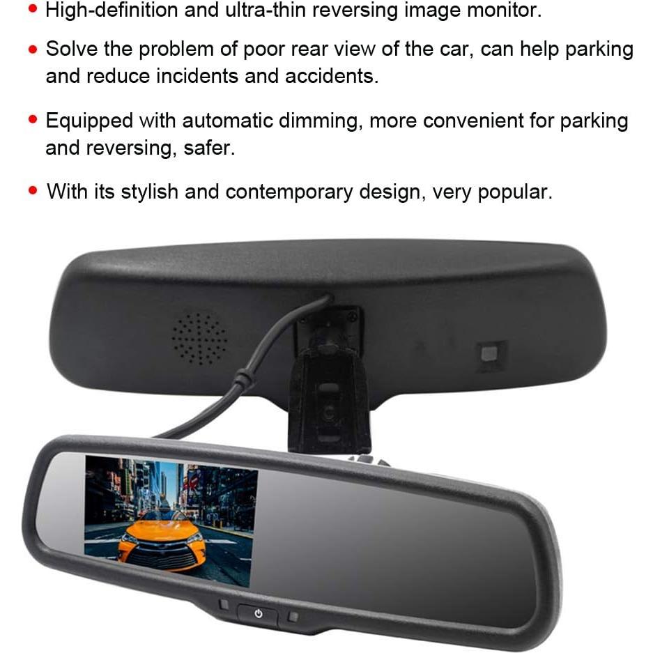 Espejo Retrovisor Diydeg 4.3" con Monitor y Atenuación Automática