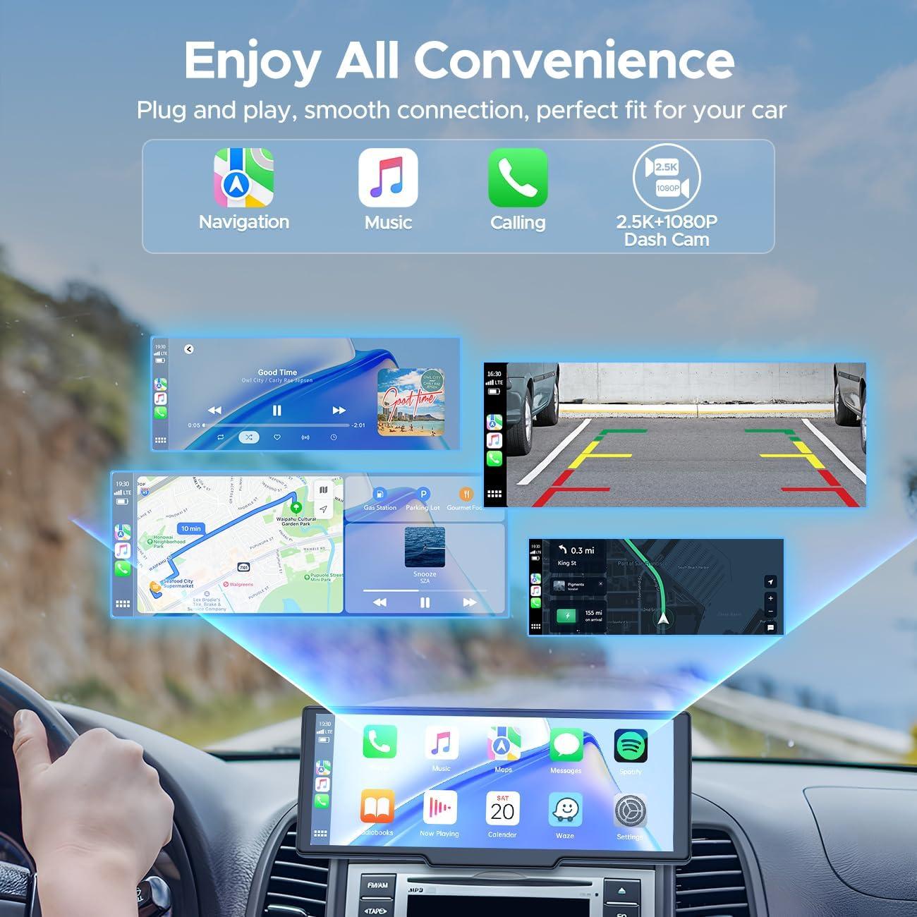 Pantalla CarPlay 9.26" Topexplore con cámaras 2.5K y 1080P