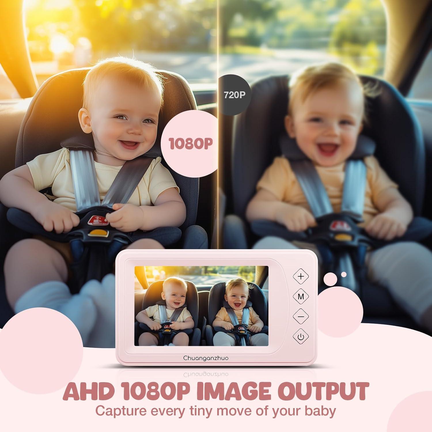 Cámara de Auto para Bebés Chuanganzhuo S100 Rosa 5" AHD 1080P