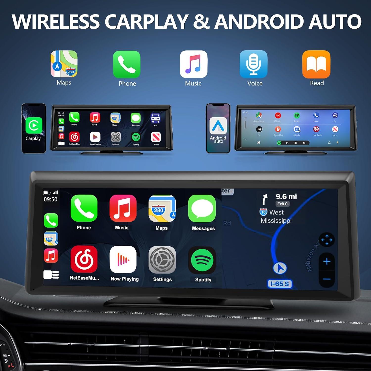 Pantalla CarPlay Inalámbrica 8.1" con Cámara 2K y GPS