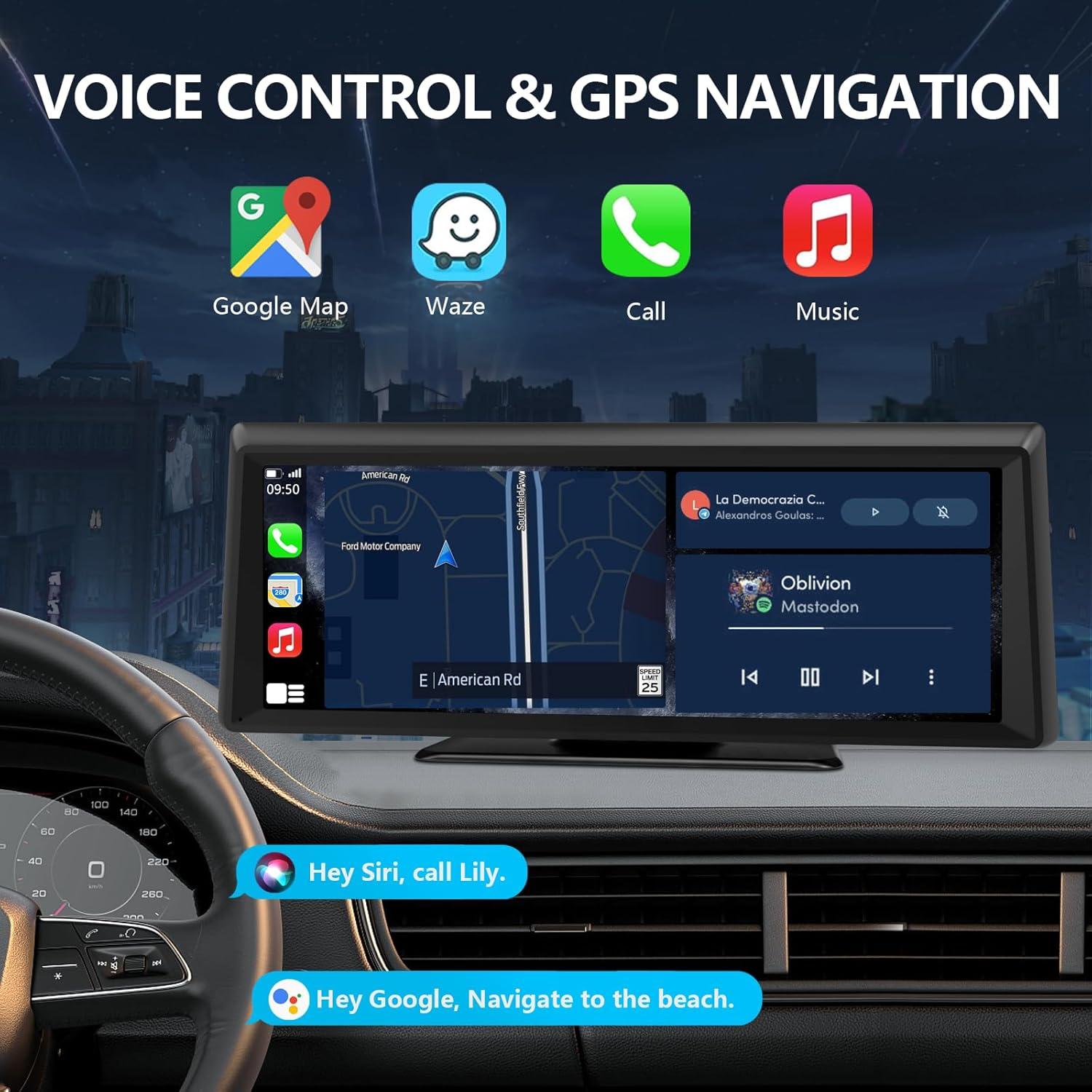 Pantalla CarPlay Inalámbrica 8.1" con Cámara 2K y GPS