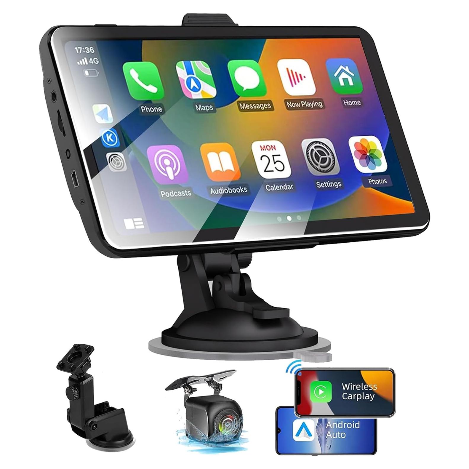 Pantalla Carplay Portátil 7" MRSXWPY con Cámara de Reversa