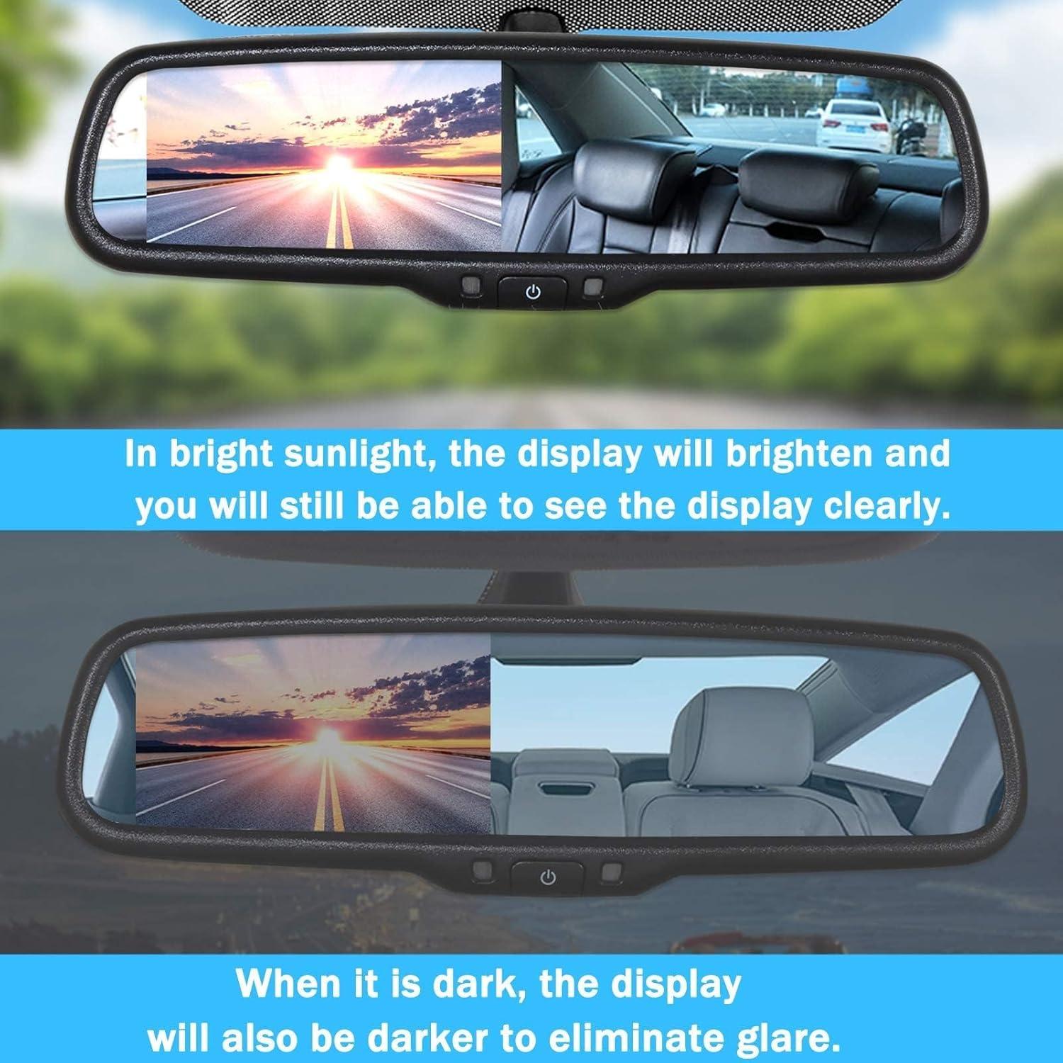 Espejo Retrovisor EWAY 4.3" LCD con Dimming Automático y Soporte