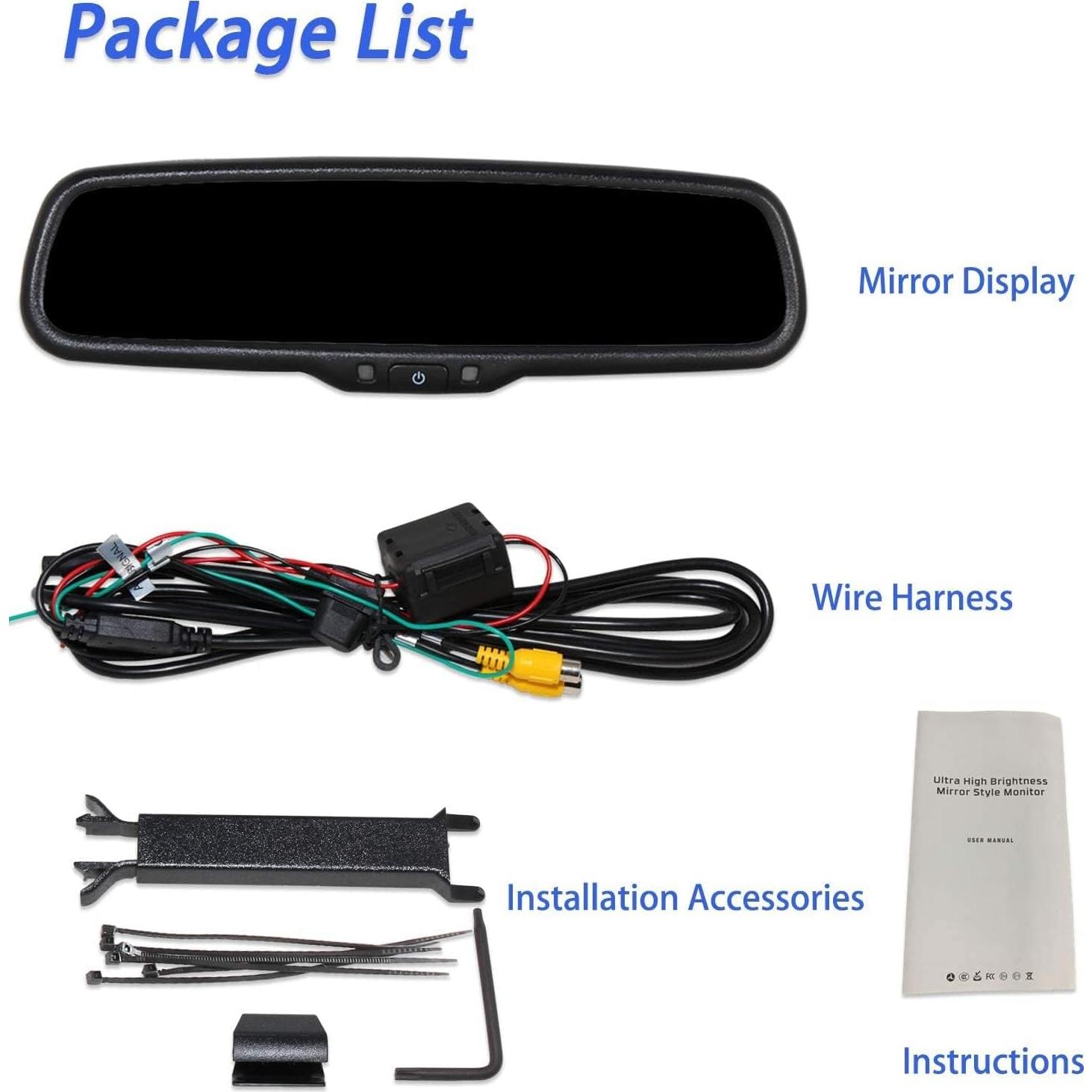 Espejo Retrovisor EWAY 4.3" LCD con Dimming Automático y Soporte