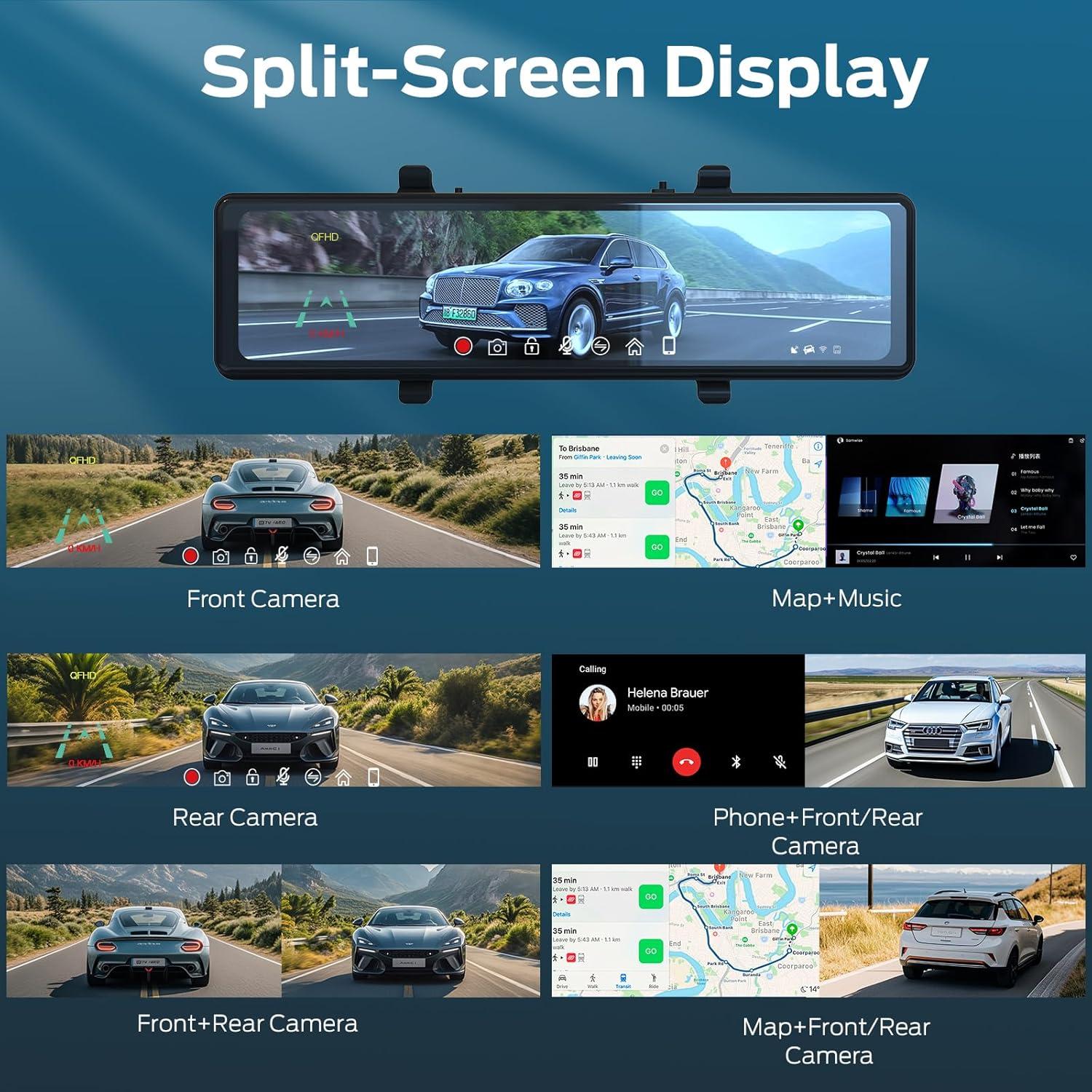 Espejo Retrovisor Inteligente 11.26" 4K Dash Cam CarPlay