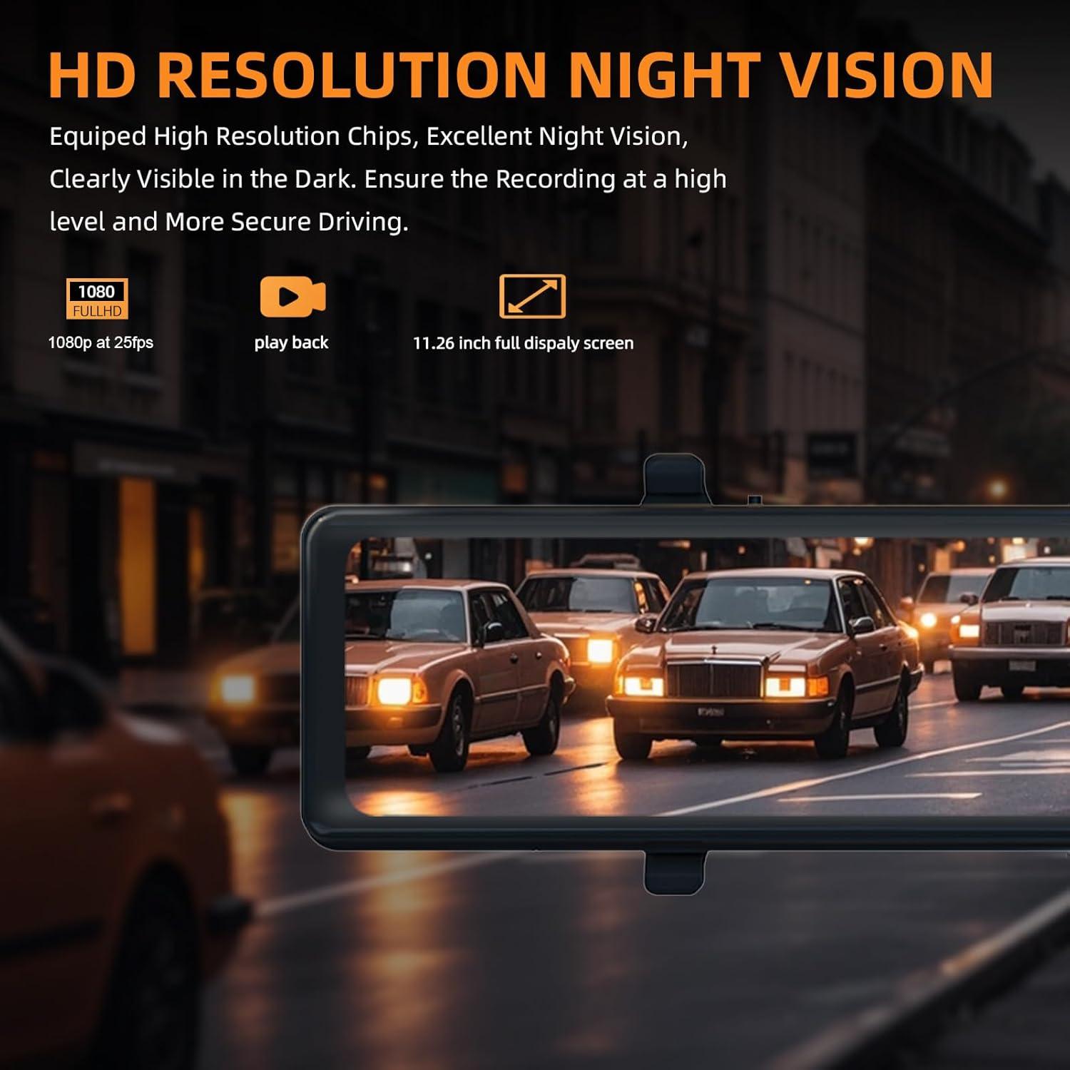 Espejo Retrovisor Inteligente 11.26" 4K Dash Cam CarPlay