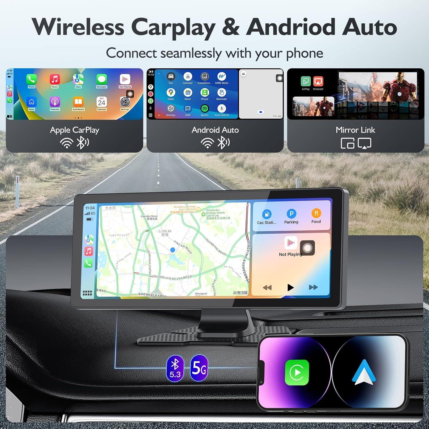 Pantalla Inalámbrica 10.26" Missee CarPlay 4K HD GPS
