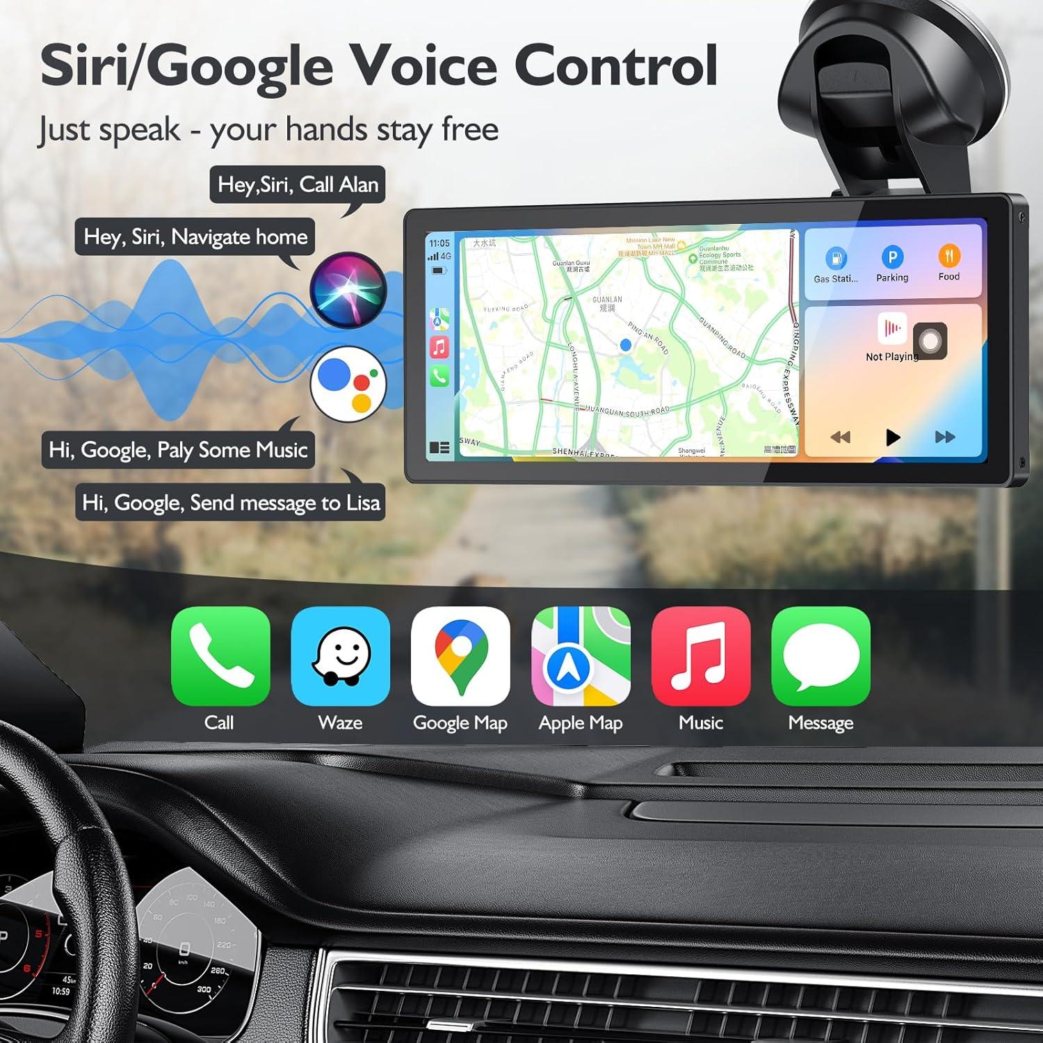 Pantalla Inalámbrica 10.26" Missee CarPlay 4K HD GPS