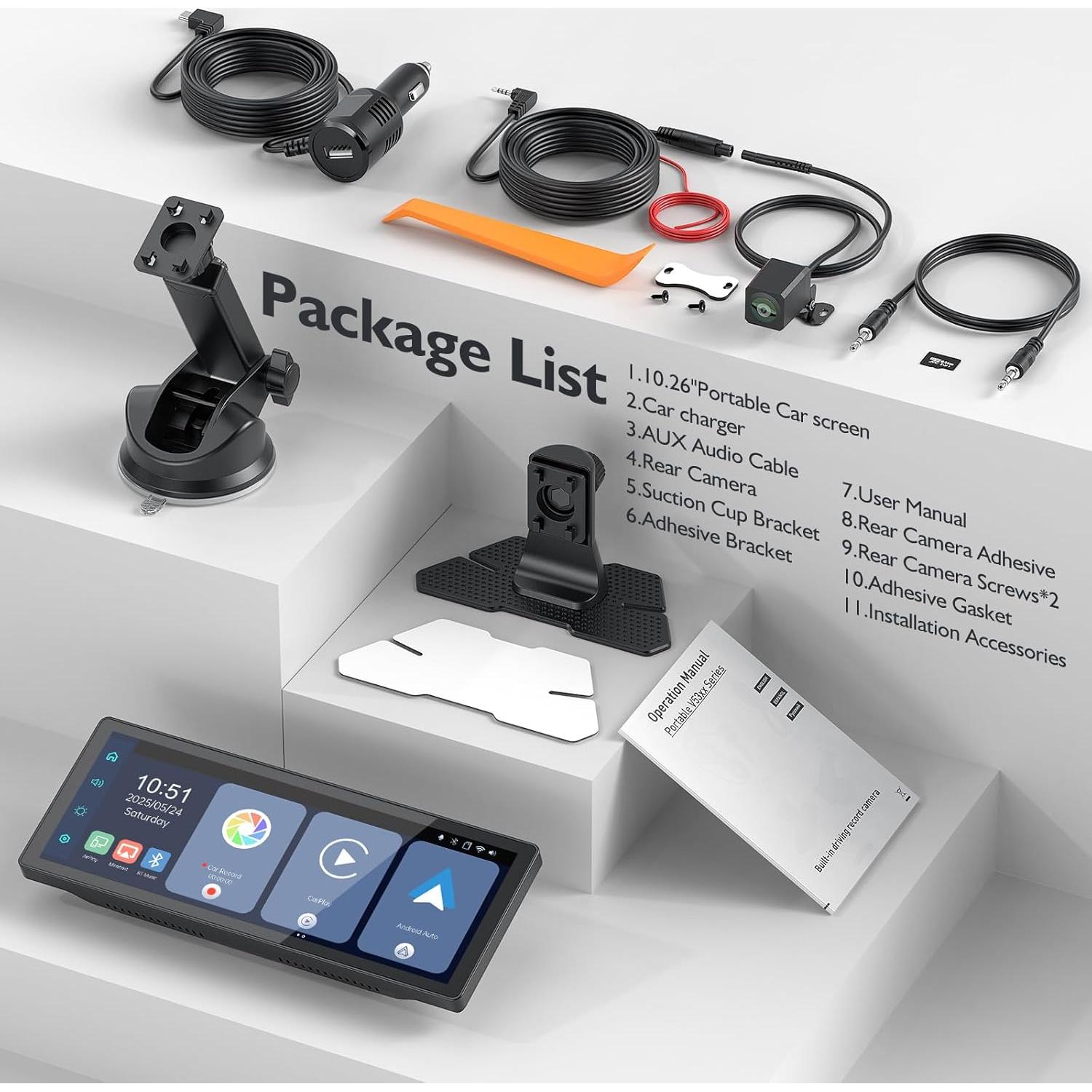 Pantalla Inalámbrica 10.26" Missee CarPlay 4K HD GPS