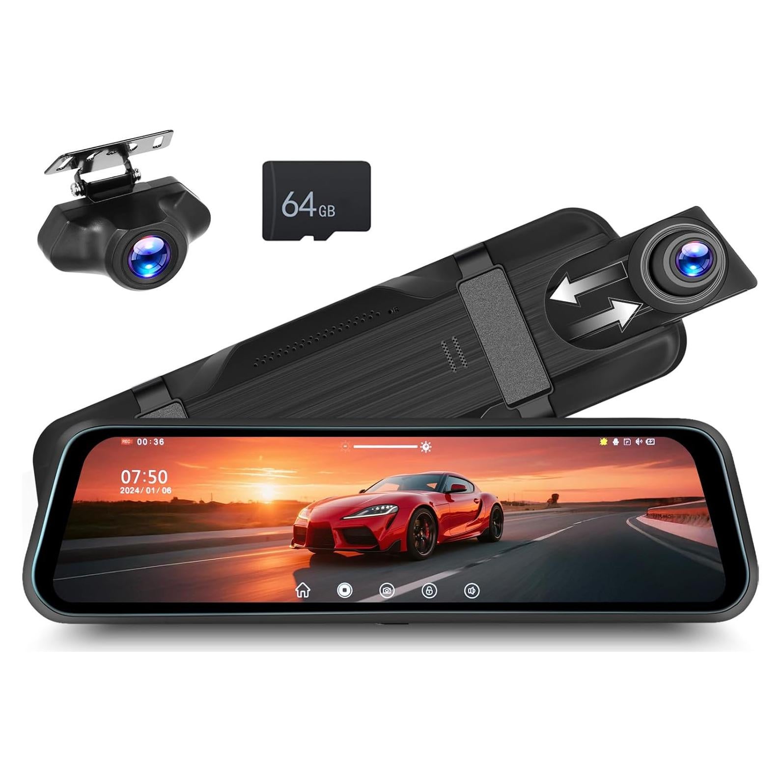 Cámara de Salpicadero Zomolither 9.66" IPS 1080P con Visión Nocturna