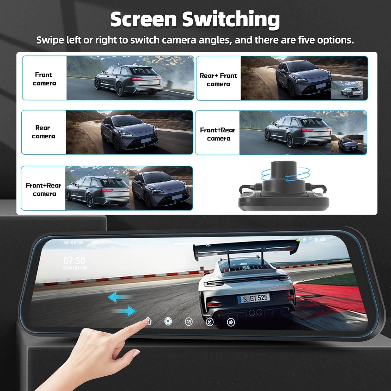 Cámara de Salpicadero Zomolither 9.66" IPS 1080P con Visión Nocturna